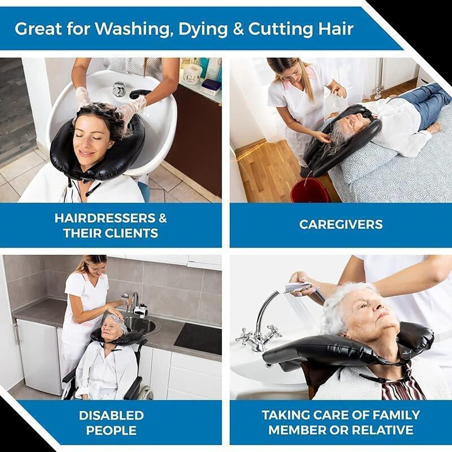 Portable Shampoo Basin - Comfortable Hair Care Without Bending - Ideal for Limited Mobility - Black - Set of 1