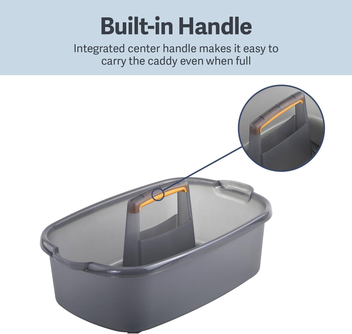 Multi-functional Storage Box with Handle 39x25x19cm Grey - Bathroom Kitchen Office Organiser Basket for Cleaning Supplies