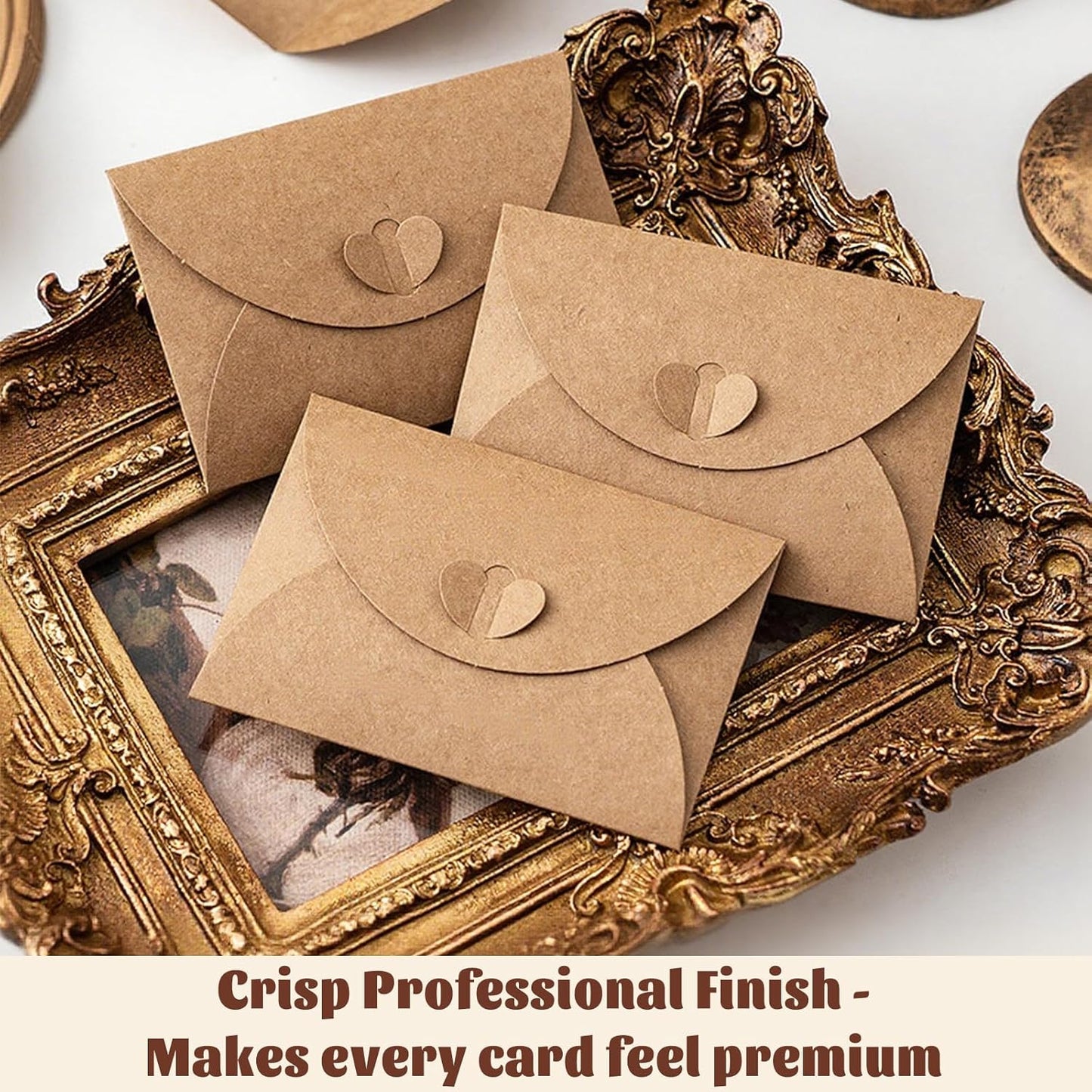 10 Pack Brown Kraft Paper Envelopes with Heart Closure 10.5x7 cm