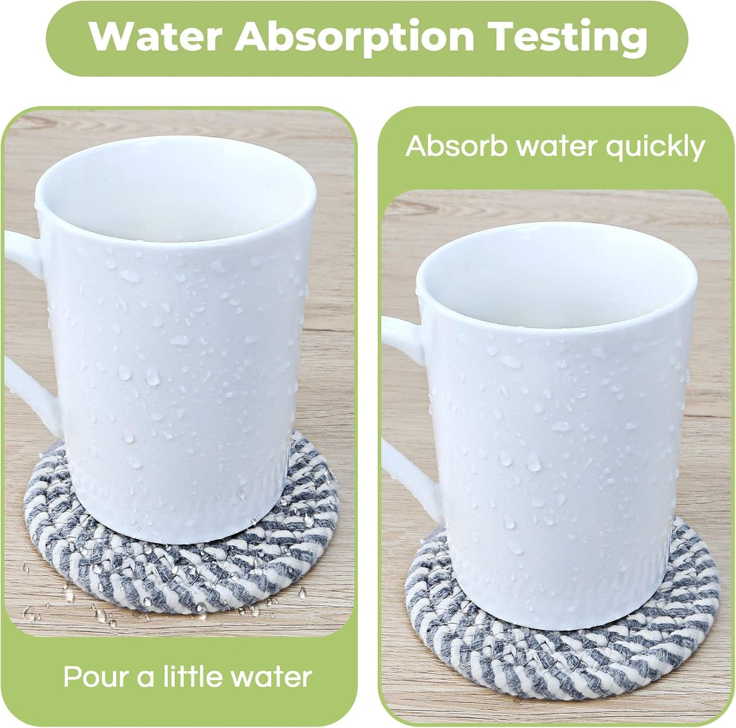 8-Piece Glass Coasters Set with Metal Holder 4 Colors Handmade Cotton Linen Heat Resistant Absorbent Kitchen Dining Table Gift