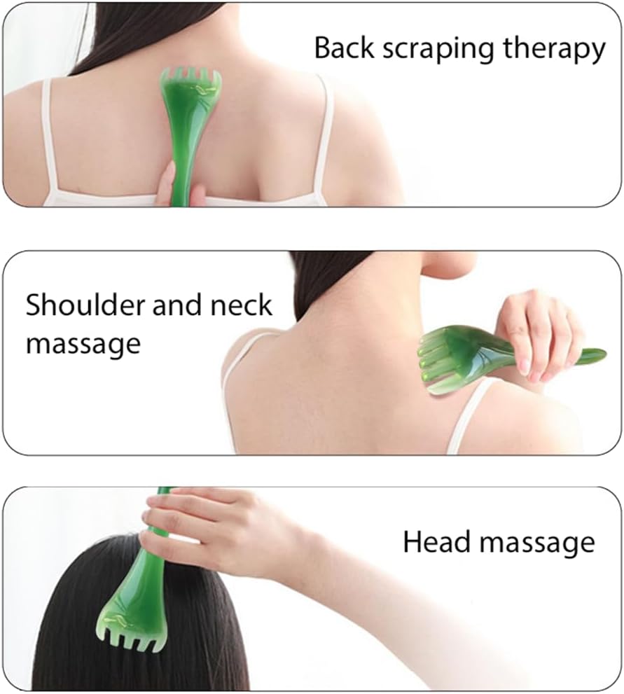 3 Piece Facial Massage Tool Set 5 Claw Face Scraper Scalp Massage Comb Body Scraper Stick for Back Neck Face Head SPA Skincare