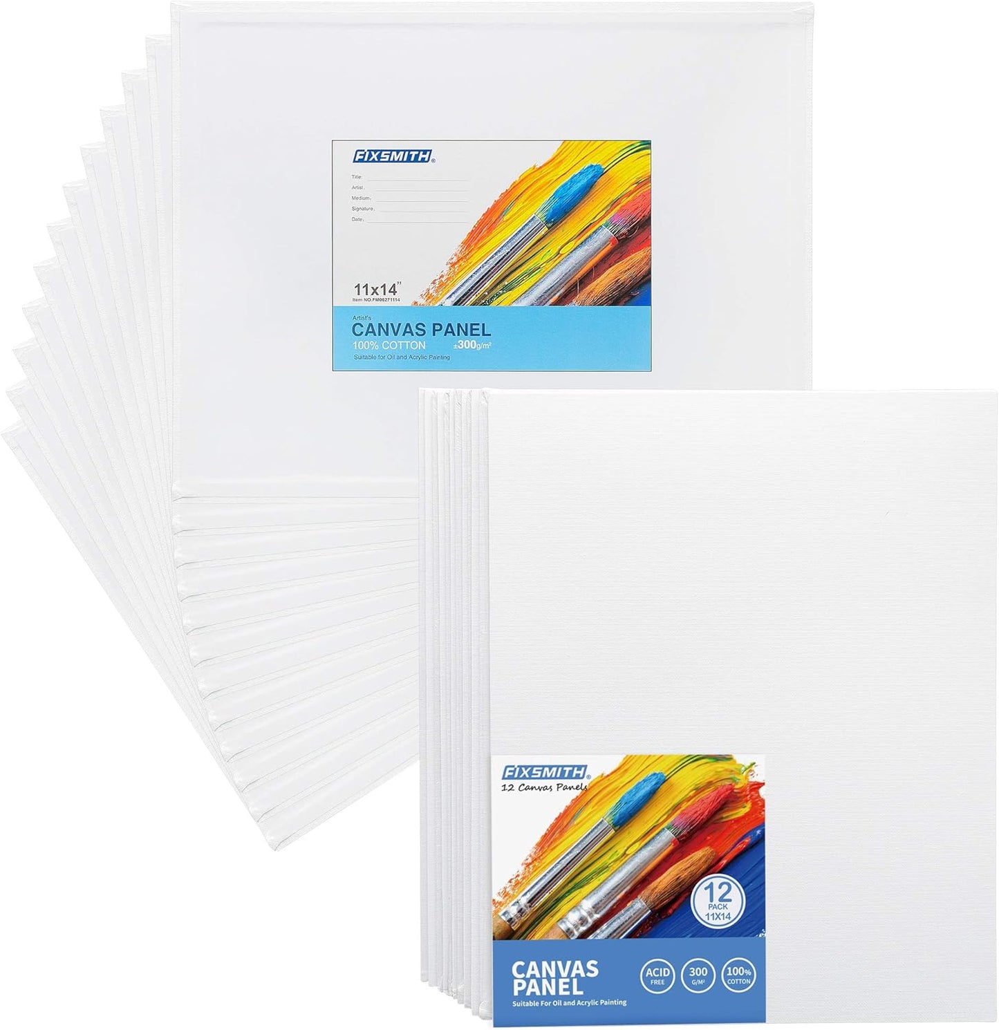Painting Canvas Panel Boards - 5x7 Inch Art Canvas,24 Pack with 11x14 Inch Canvas Board Super Value 12 Pack Canvases,100% Cotton,Primed Canvas Panel,Acid Free,Artist Canvas Boards