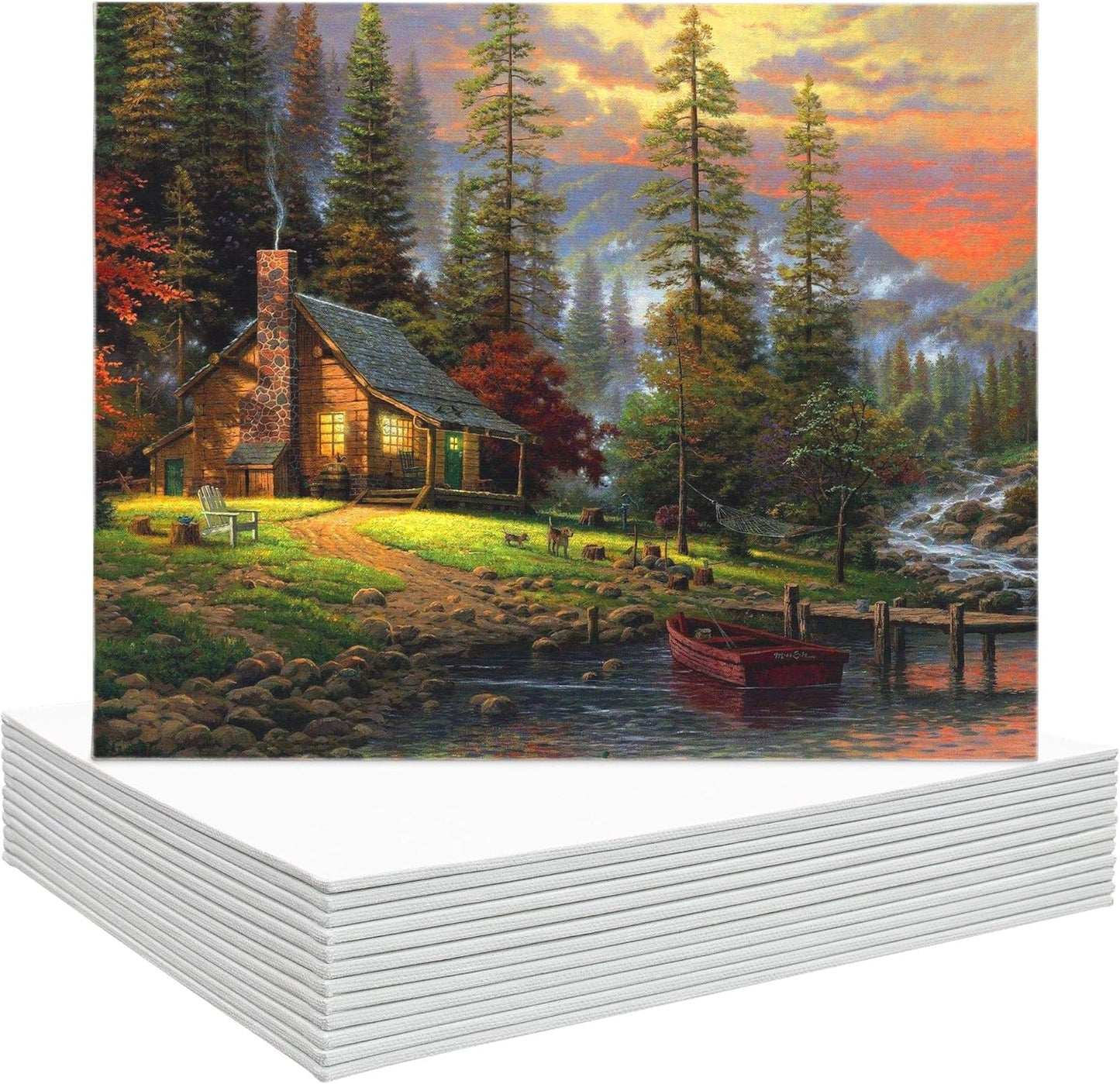 Painting Canvas Panel Boards - 5x7 Inch Art Canvas,24 Pack with 8x10 Inch Canvas Board Super Value 12 Pack Canvases,100% Cotton,Primed Canvas Panel,Acid Free,Artist Canvas Boards