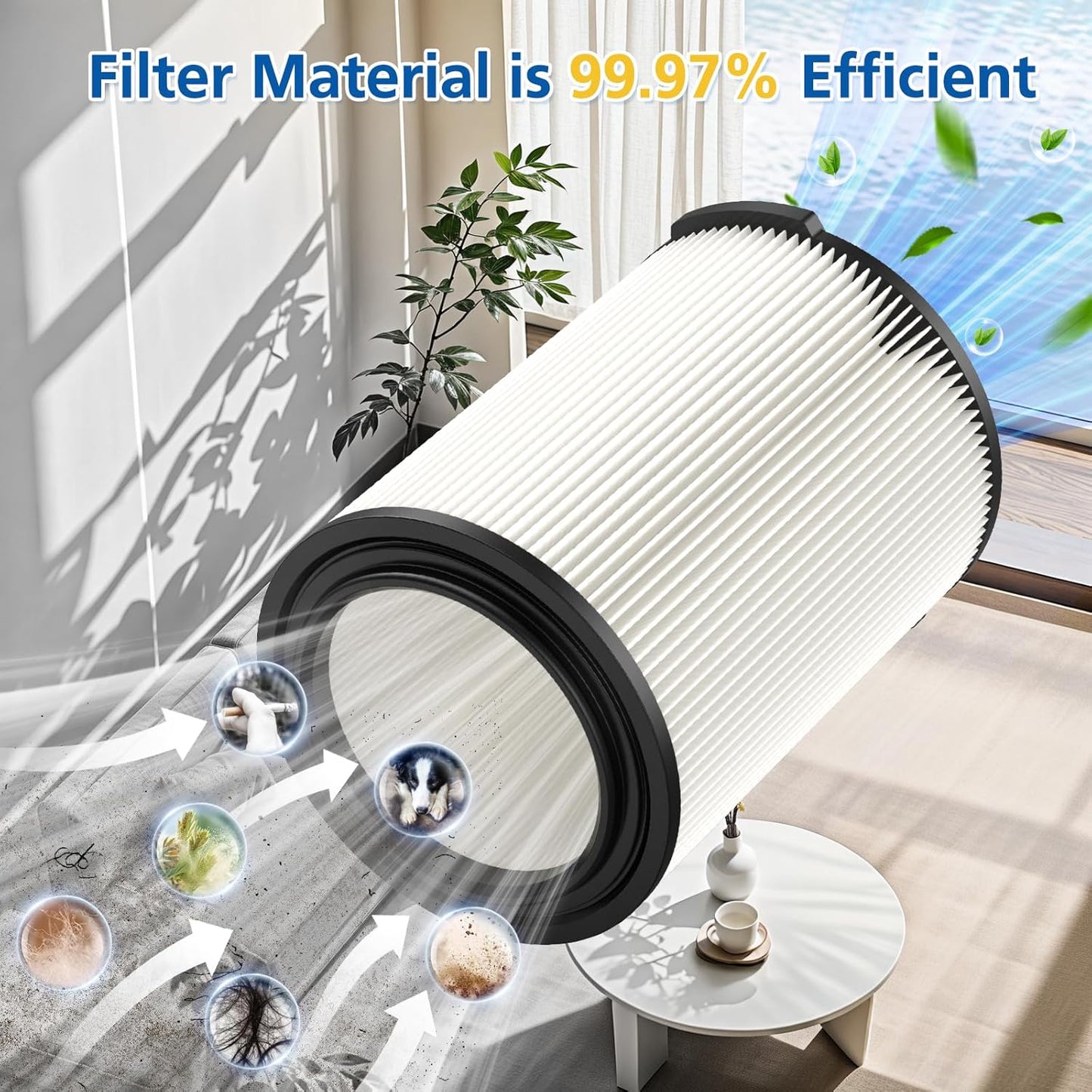 2-pack Standard Wet/dry Vac VF4000 Replacement Filter, Compatible with RIDGID Vacs 5-20 Galls Vacuum Cleaner