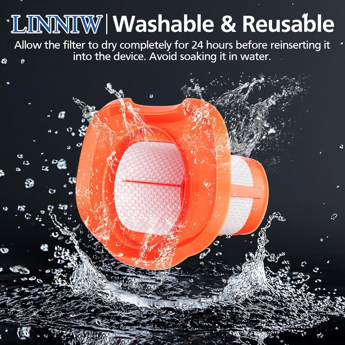 HHVKF10 Filter Compatible with BLACK And DECKER Handheld Vacuum Filter Washable Fit for Models HHVK HHVK320J HHVK320J10 HHVK320JZ01 HHVK515J HHVK515JP HHVK515JP07 HHVK515J00FF HHVK415B01, 6 Pack