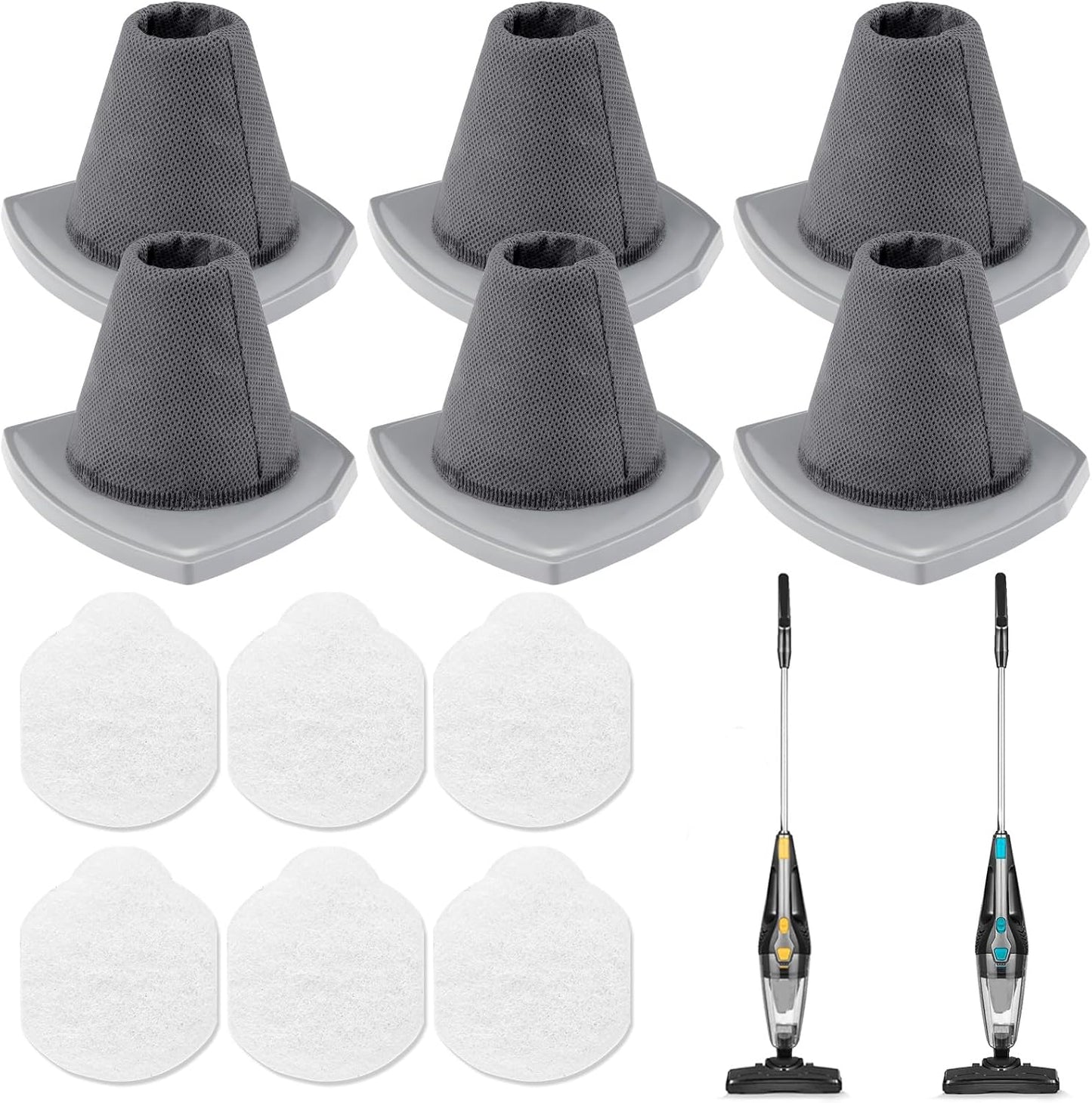 6+6 Pack NES215A/ NES210 Vacuum Filter Set for Eureka NES215A/ NES210/ NES212/ NES215 Blaze Stick Vacuum Cleaner, 6 Vacuum Filters + 6 Pre-Motor Filters, Compare to Part #N0101 & N0102
