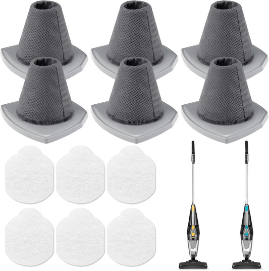 6+6 Pack NES215A/ NES210 Vacuum Filter Set for Eureka NES215A/ NES210/ NES212/ NES215 Blaze Stick Vacuum Cleaner, 6 Vacuum Filters + 6 Pre-Motor Filters, Compare to Part #N0101 & N0102
