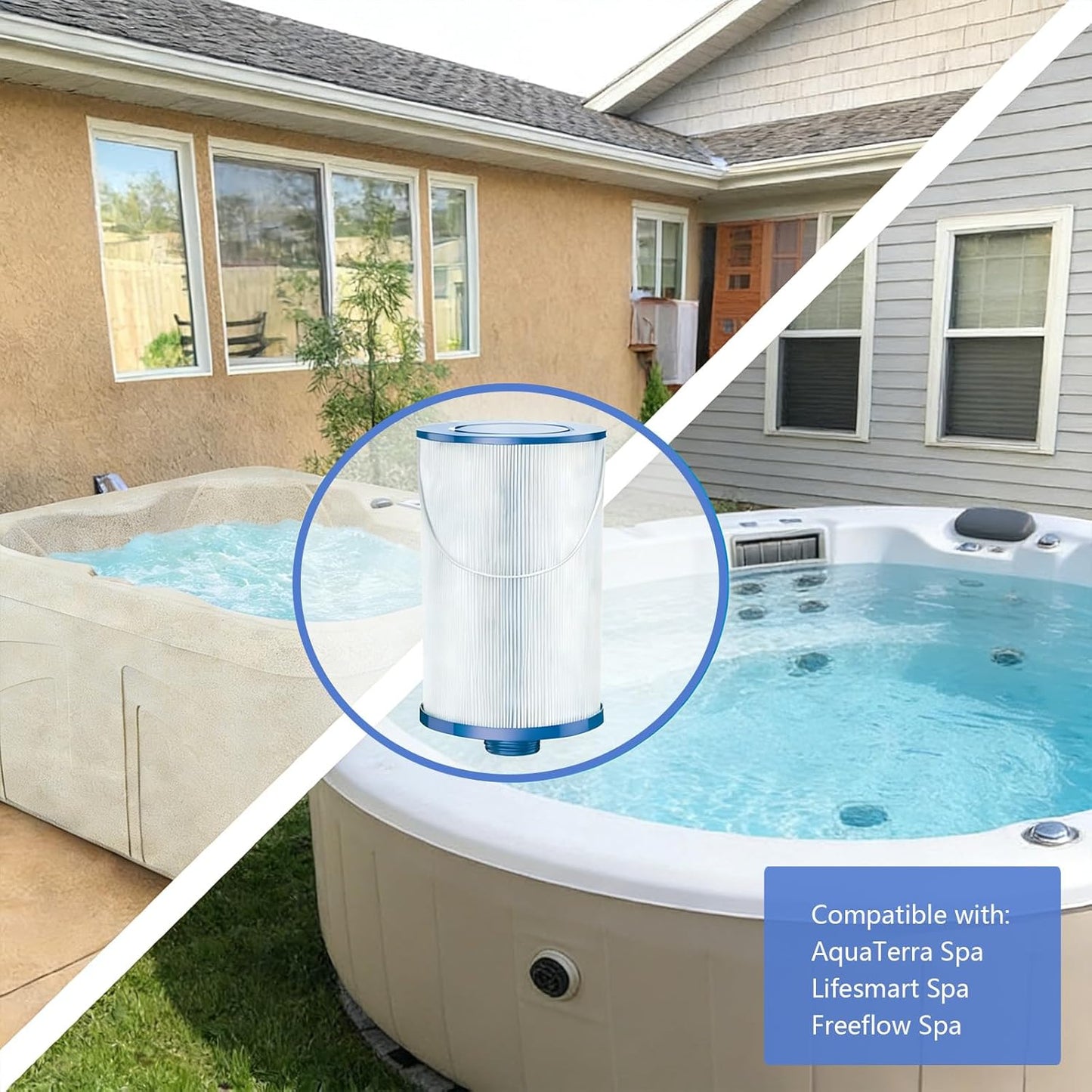 303279 Lifesmart Hot Tub Filter: Compatible with AquaTerra Spa Filter Replaces, Filbur FC-2402, 5CH-37, PFF42TC-P4, 78460, Freeflow, Bermuda, Aspire, Azure - 1.5" MPT Finer Thread Cartridge 2 Packs