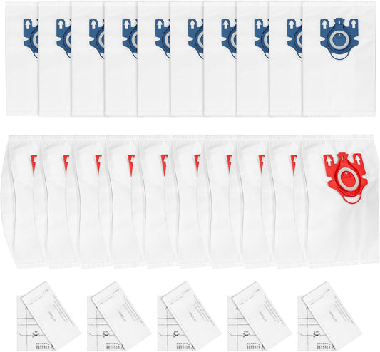20 Pack 3D Airclean GN Vacuum Cleaner Bags and 20 Pack FJM Vacuum Bags Compatible with Miele Canister Vacuum Cleaner