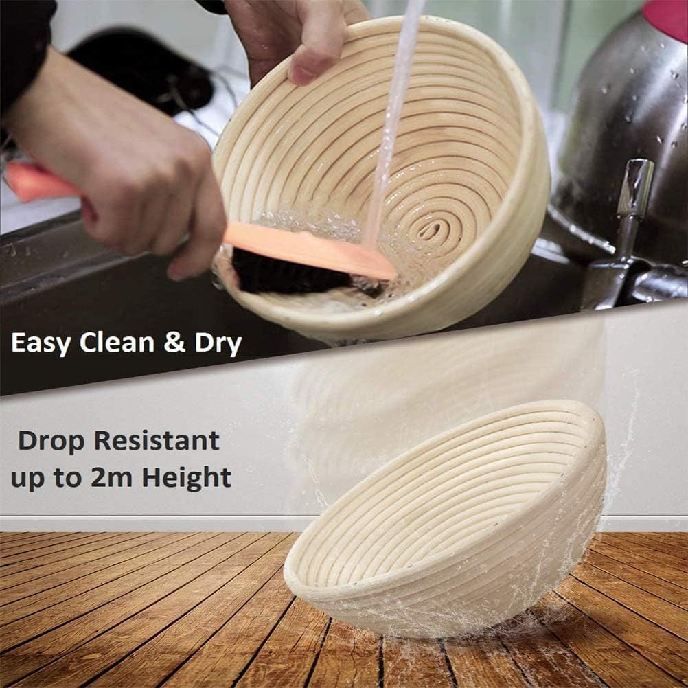 Bannet Bread Proofing Basket 2 pack 10 inch Oval Basket with Liner, Bread Proofing Basket Perfect for Professial & Home Sourdough Bread Baking, Artisan Sourdough Bread (Set of 2 pack 10" Oval)