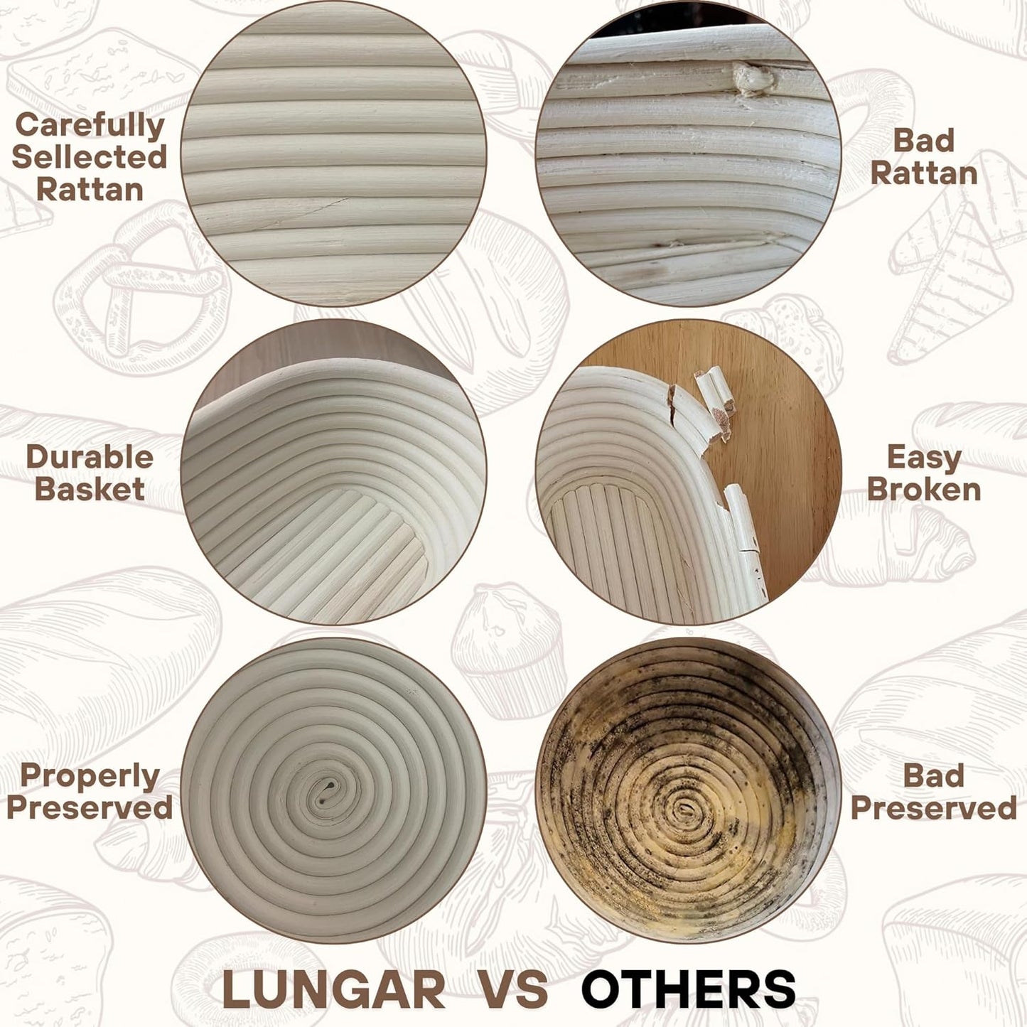 [Upgraded] Bannet Bread Proofing Basket 2 pack 10" Oval With Liner, Natural Rattan Bread Basket Perfect for Professial & Home Sourdough Bread Baking, Artisan Sourdough Bread. (Set 2 pack 10" Oval)