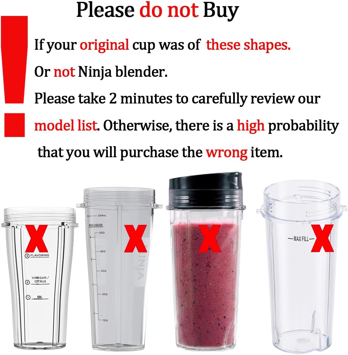 Replacement 24oz Blender Cup with Sip & Seal Lid For Nutri Ninja BL450 BL456 BL480 BL482 BL640 BL642 BL682 BN401 BN751 BN801 Foodi SS101 SS151 SS351 SS401 Ninja Blender Auto IQ Blade, 2-Pack …