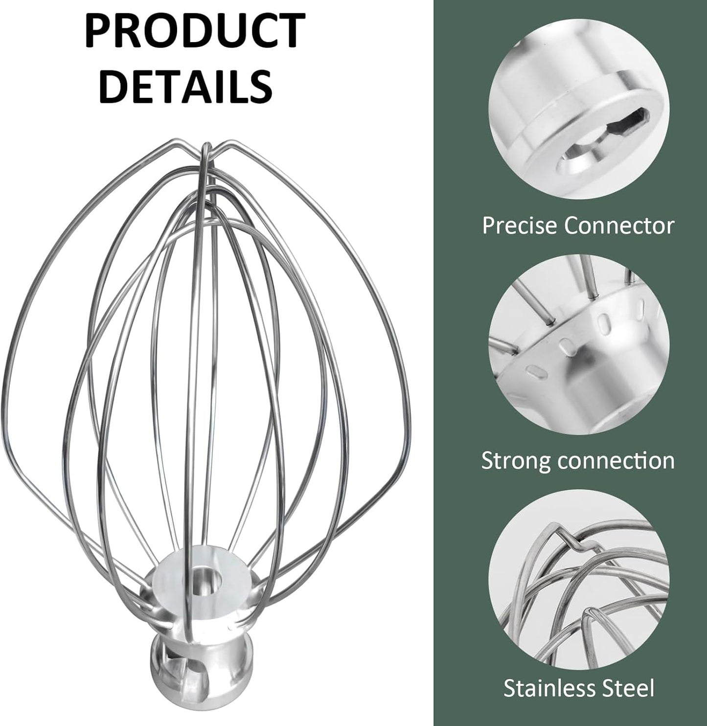 [Upgrade] K5AWW Replacement Whole Stainless Steel Wire Whip for 5 Quart Bowl-Lift 6-Wire Whip Kitchenaid mixer Attachment,Whole Body Food Grade Stainless Steel, Healthier, Rust free, More Durablee