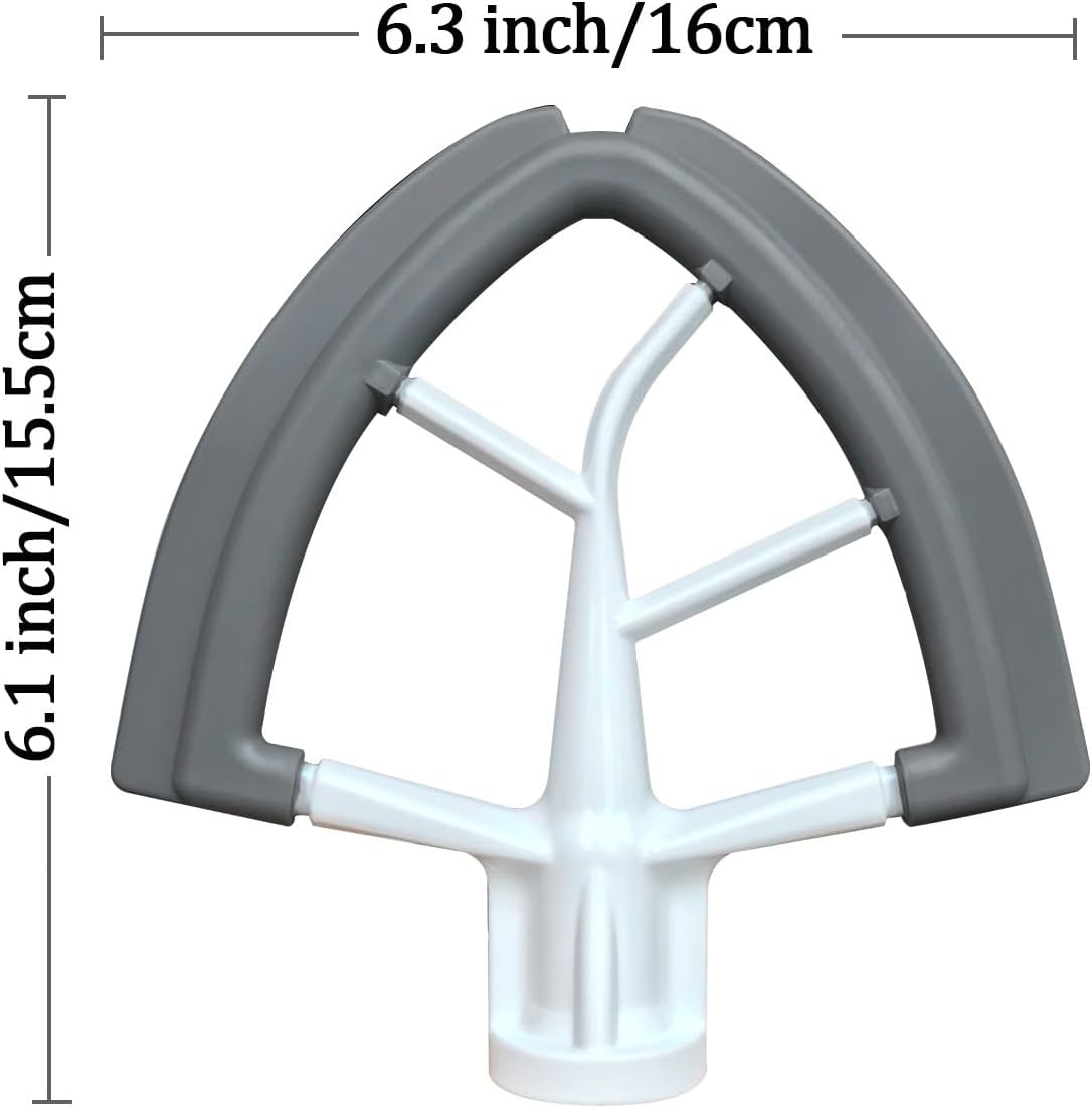 Flex Edge Beater For Kitchenaid Mixer Accessory,Kitchen Aid Attachments For Mixer,Fits Tilt-Head Stand Mixer Bowls For 4.5-5 Quart Bowls,Beater With Silice Edges,Grey