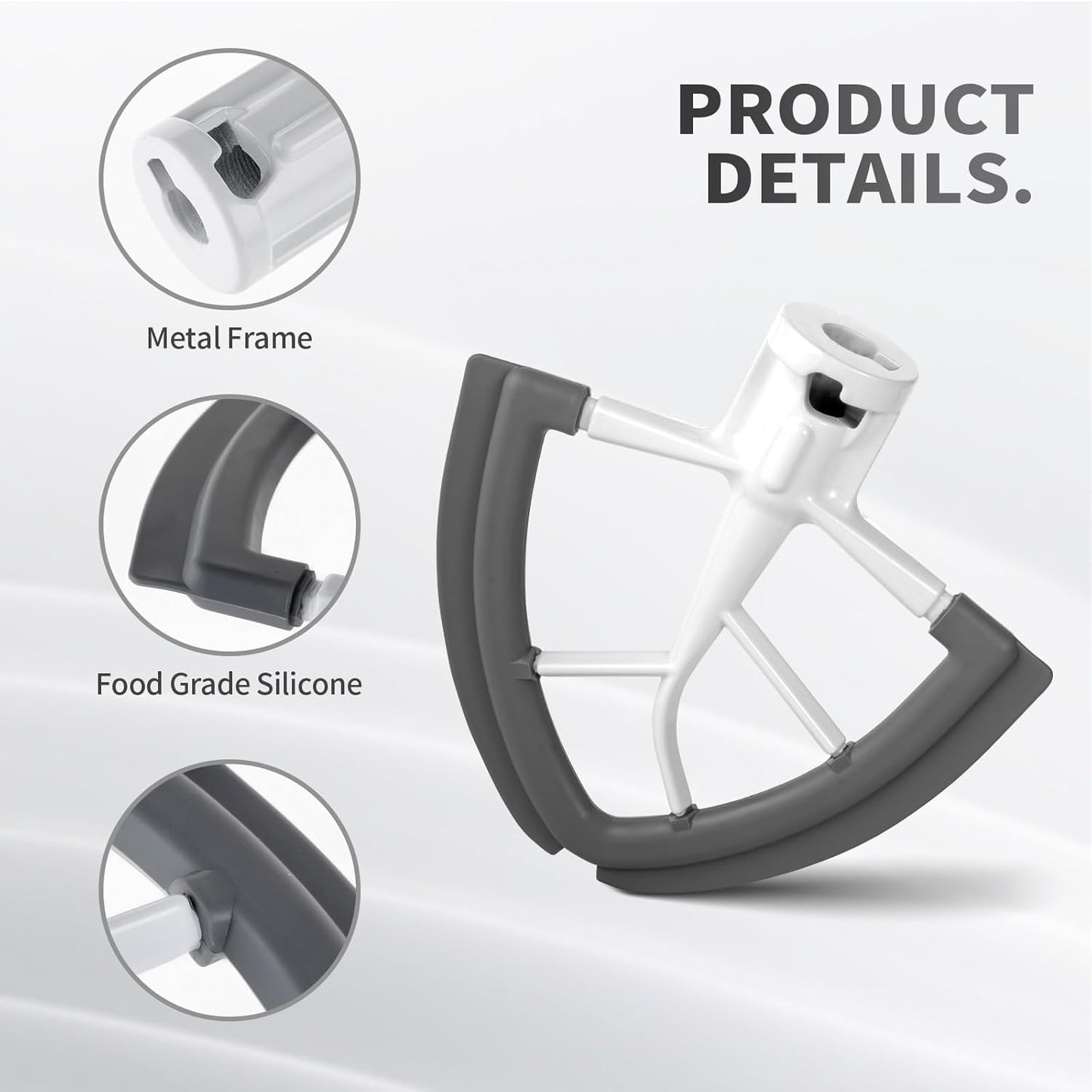 Flex Edge Beater For Kitchenaid Mixer Accessory,Kitchen Aid Attachments For Mixer,Fits Tilt-Head Stand Mixer Bowls For 4.5-5 Quart Bowls,Beater With Silice Edges,Grey
