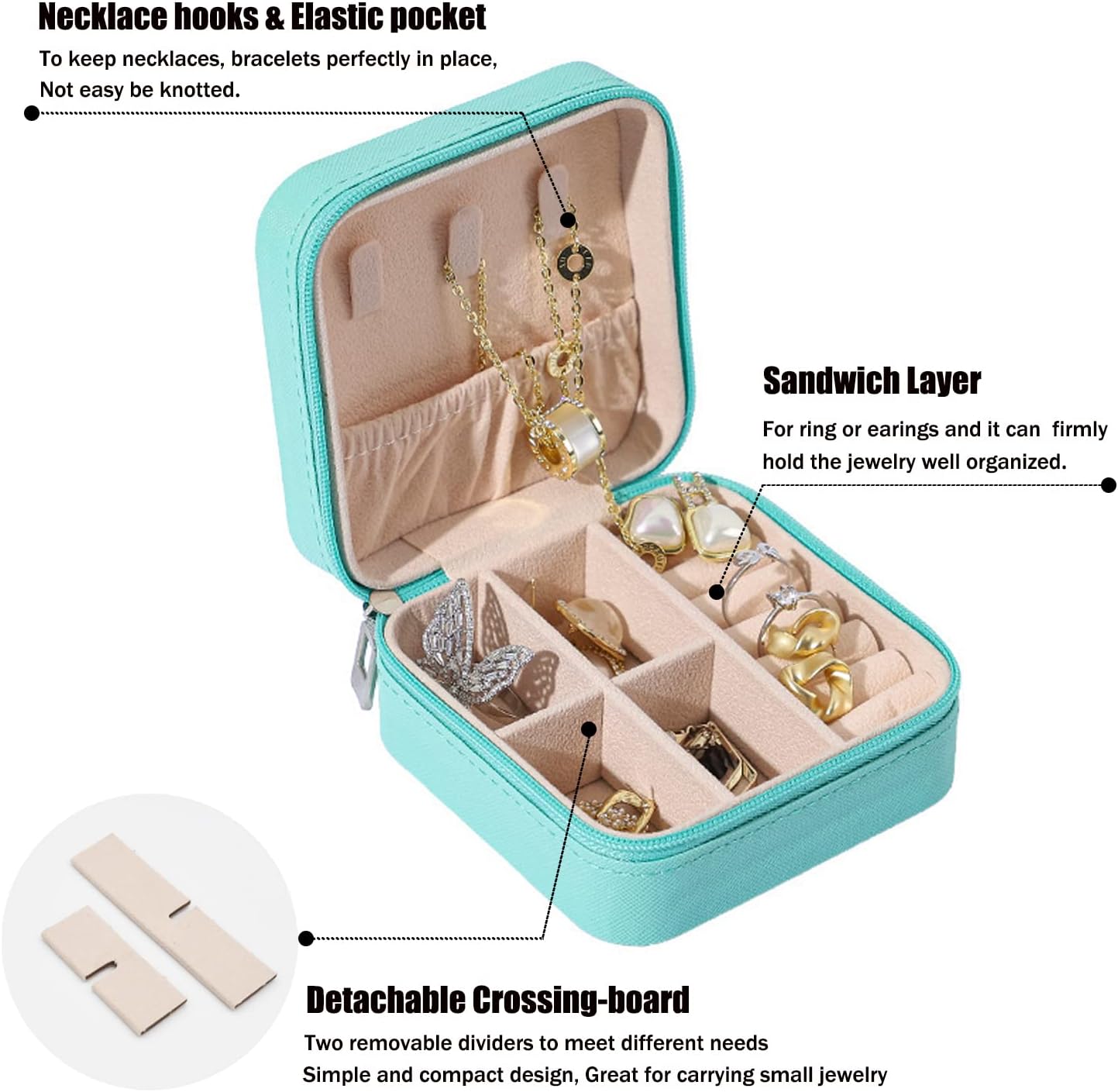 MODENGKGJIAN TSA Approved Toiletry Bag Mini Jewelry Travel Case, Perfect size to fit in your carry- luggage for travel or vacatis.