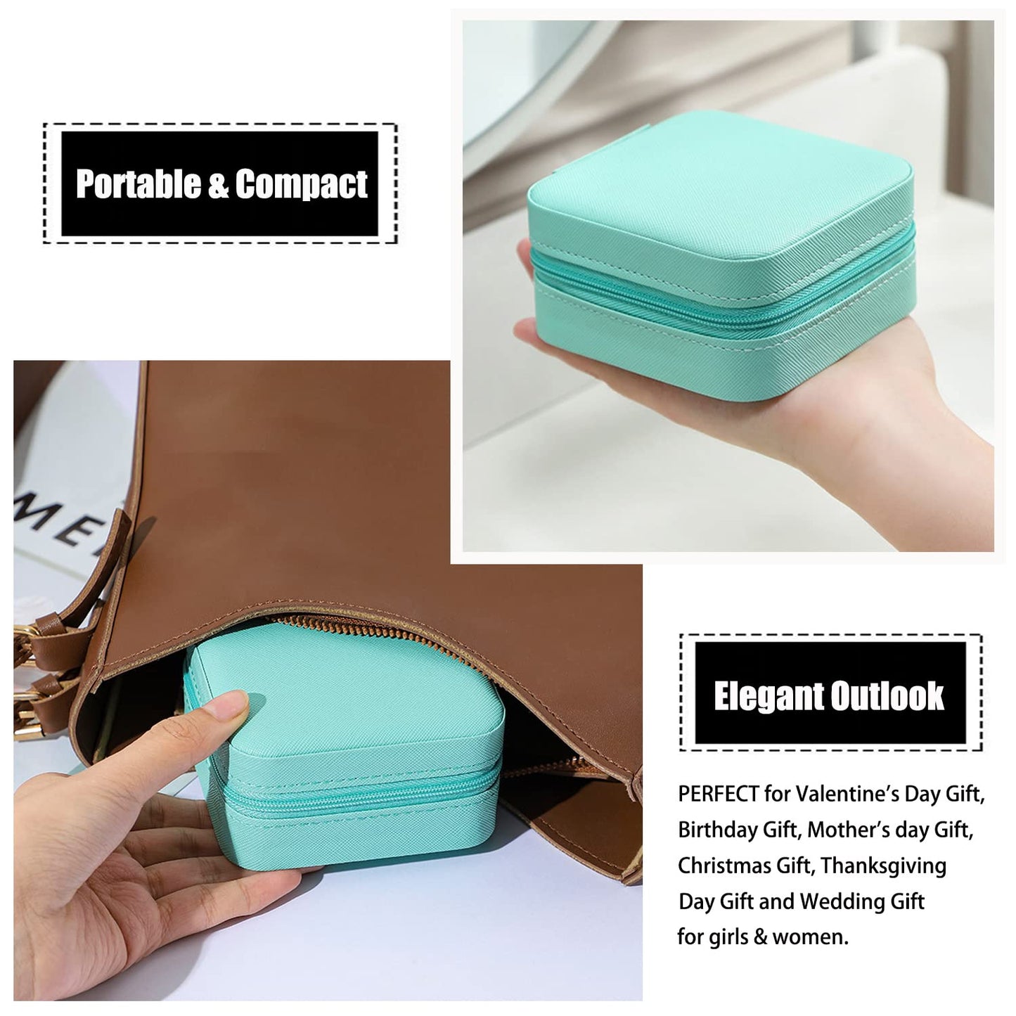 TSA Approved Toiletry Bag for Women Men and Mini Jewelry Travel Case, PU Leather Organizer Box