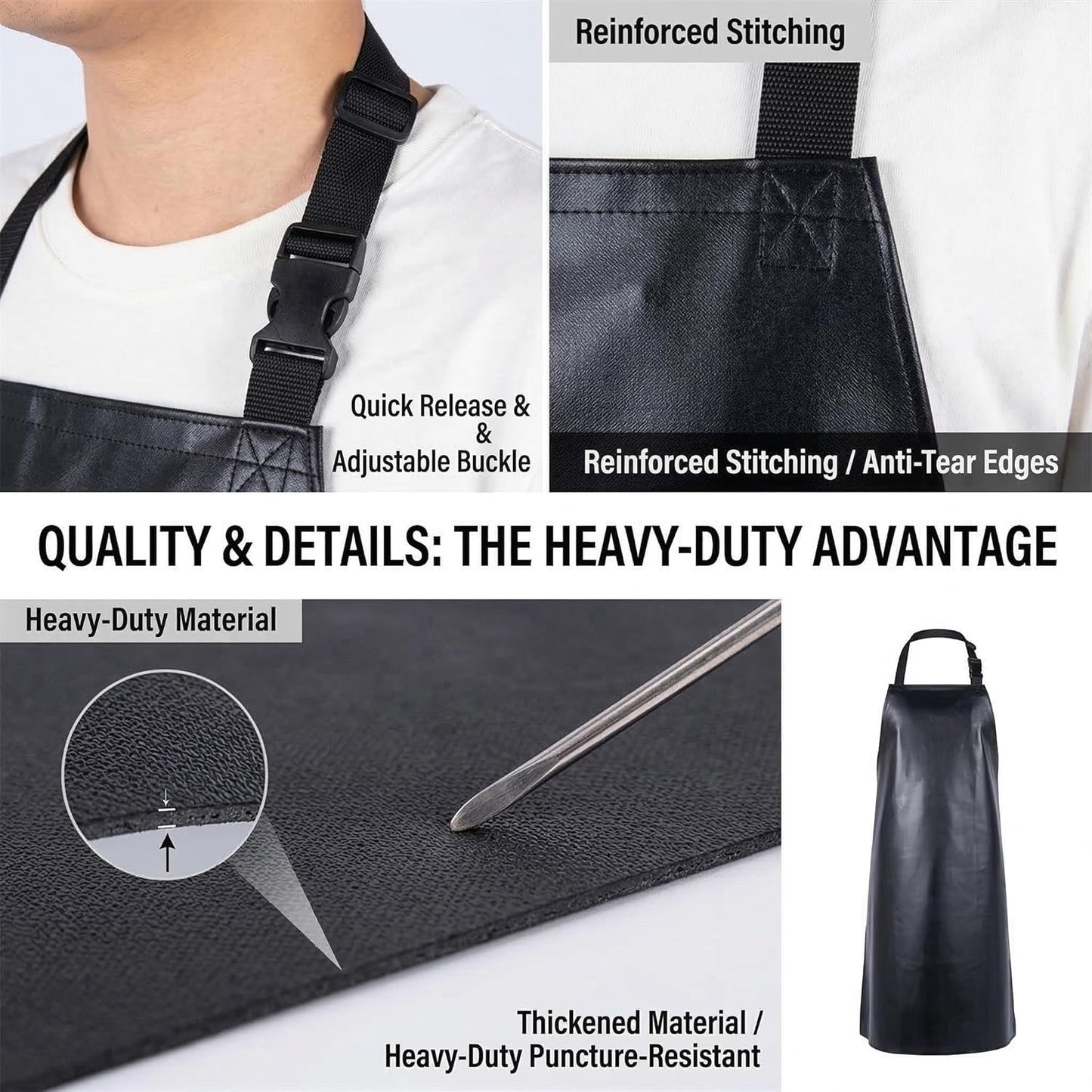 Heavy Duty Vinyl Waterproof Apr for Unisex Adult, Ultra Lightweight, Chemical Resistant Industrial Work Apr