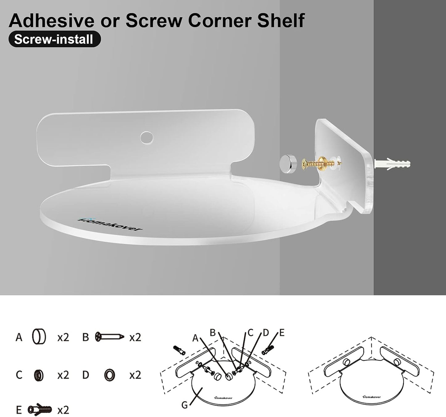 2 Pack Acrylic Mini Circular Corner Shelf Mount for Security Cameras, Baby Monitors, Plants & More, Universal Cam Holder, Easy to Install, Screwless with Damage-free Replacement Strips (Clear)