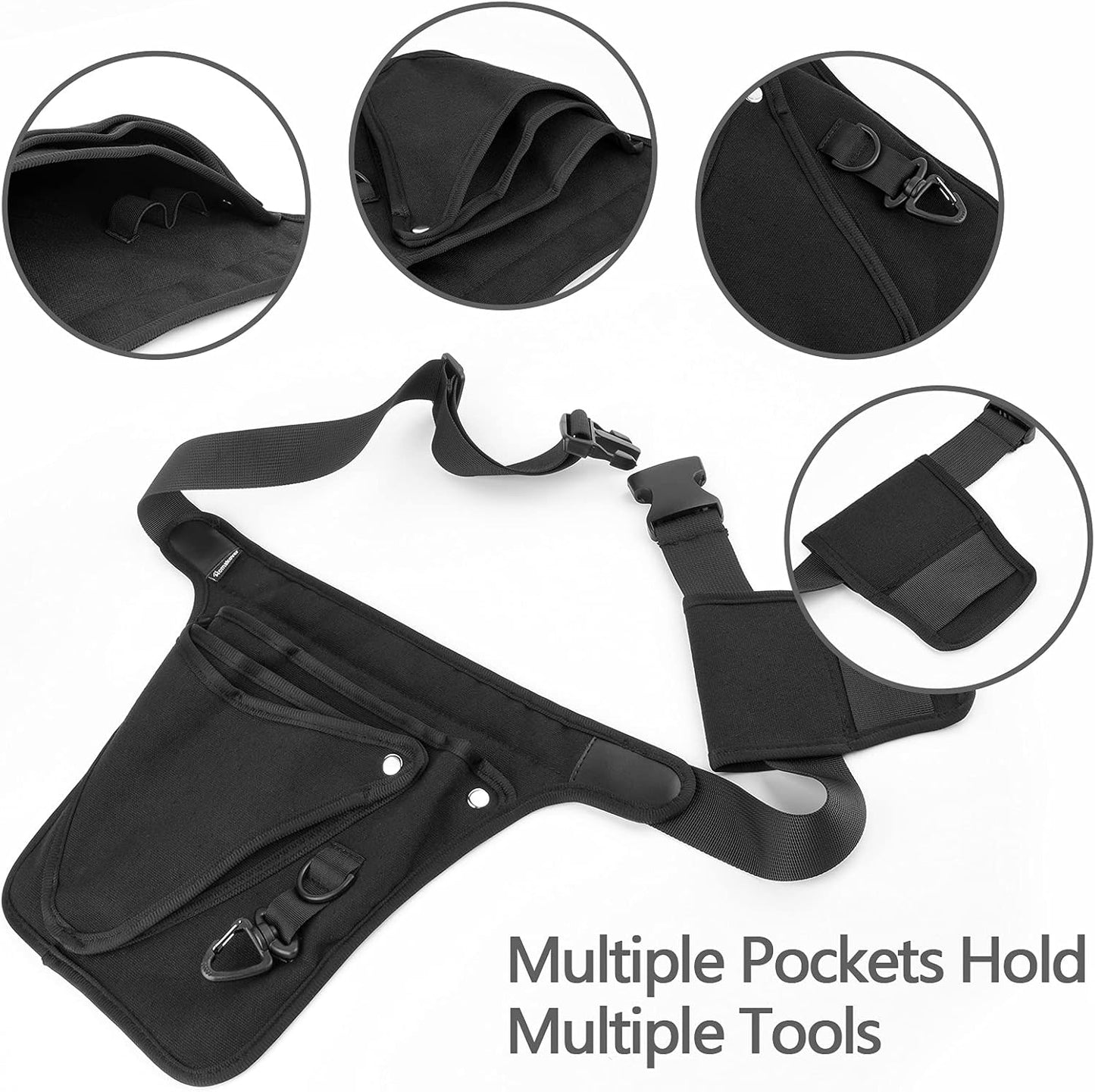 Garden Tool Belt Holster for Women & Men- Womens Adjustable Tool Belt Pouch for Electrician, Carpenter and Construction - LIFETIME Heavy Duty Oxford - Fits from 24" to 53" (Black)
