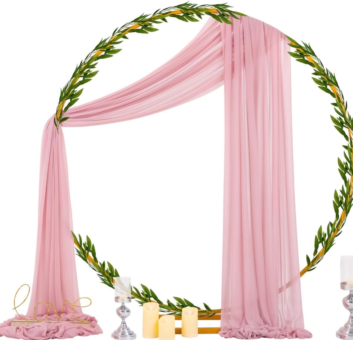 Wedding Arch Draping Fabric 29" x 20Ft 4 Panels Dusty Rose Sheer Outdoor Curtain Drapes Extra Long for Bridal Baby Shower Ceremony Birthday Party Decor