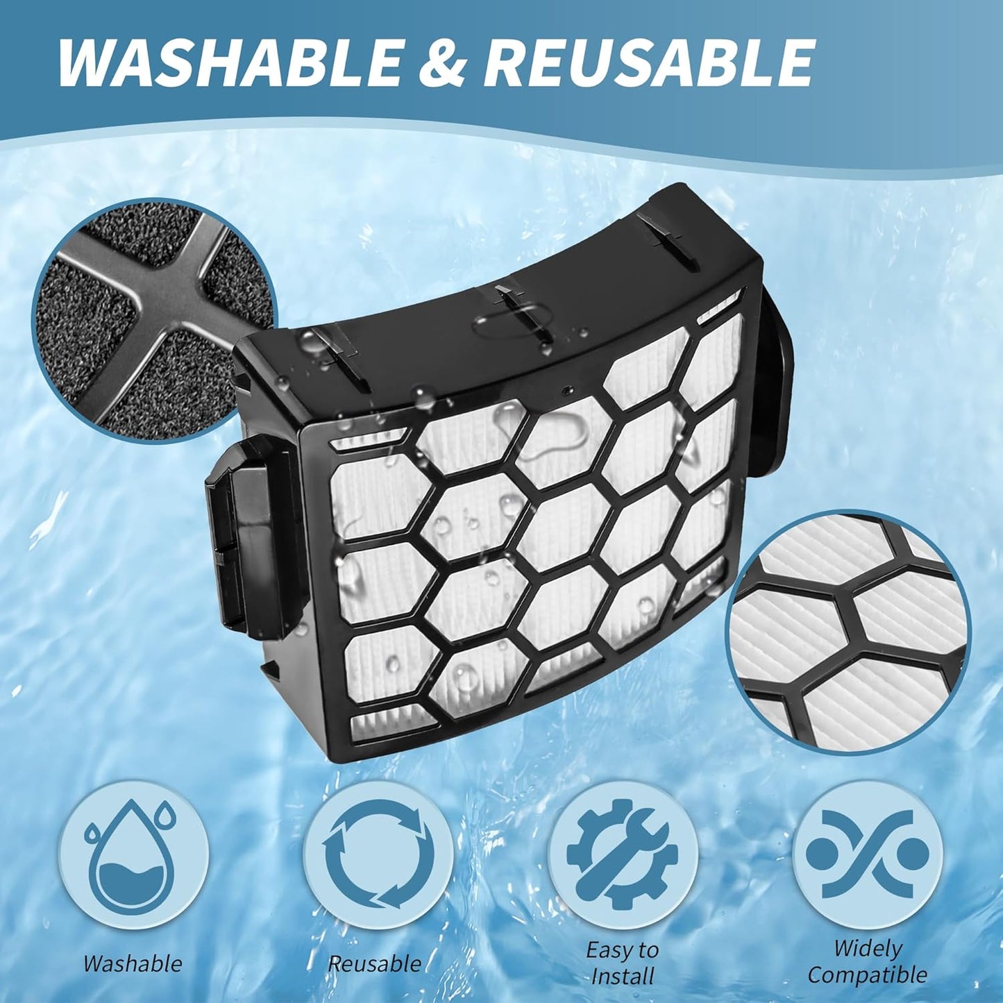 LA502 LA300 Filters Compatible with Shark Rotator Navigator Lift-Away ADV DuoClean PowerFins Upright Vacuum LA300 LA301 LA322 LA502 Replaces Part # XFFK320 & XHF320 hepa filter