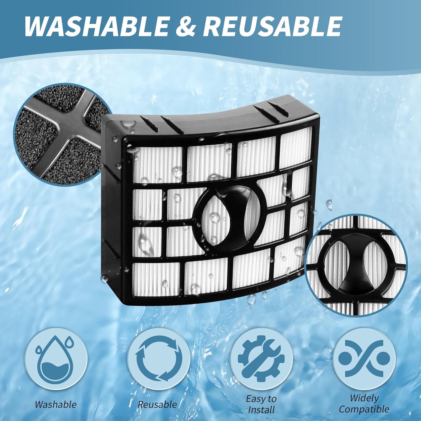 NV770 Filter Replacement Compatible with Shar-k Duo Clean Lift-away Upright Vacuum UV700 N,NV771,NV600,NV601,NV611,ZU701 Replaces # XFF600,XHF600,2 High Efficiency 2 Foam & Felt Filters