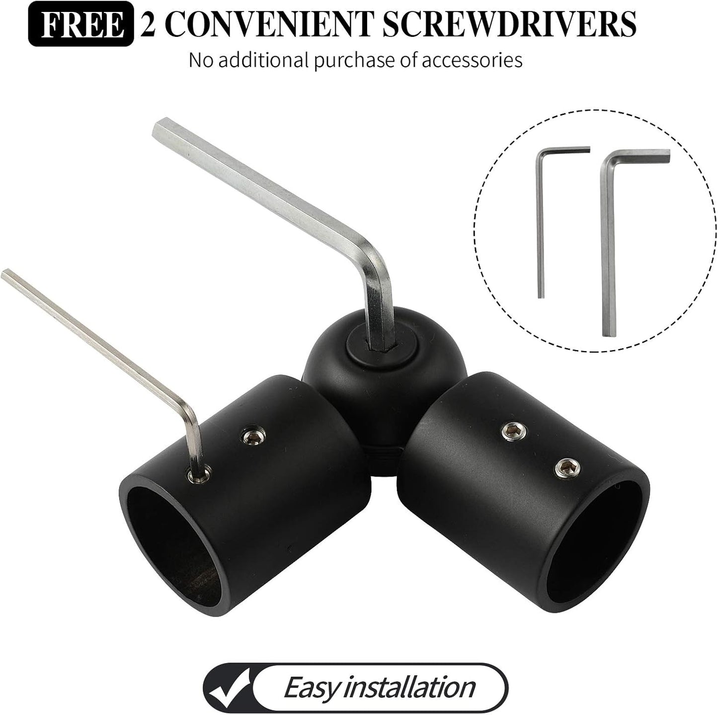 Adjustable 1 Inch Curtain Rod Brackets, Black Iron Wall Mounts, 2 Pack