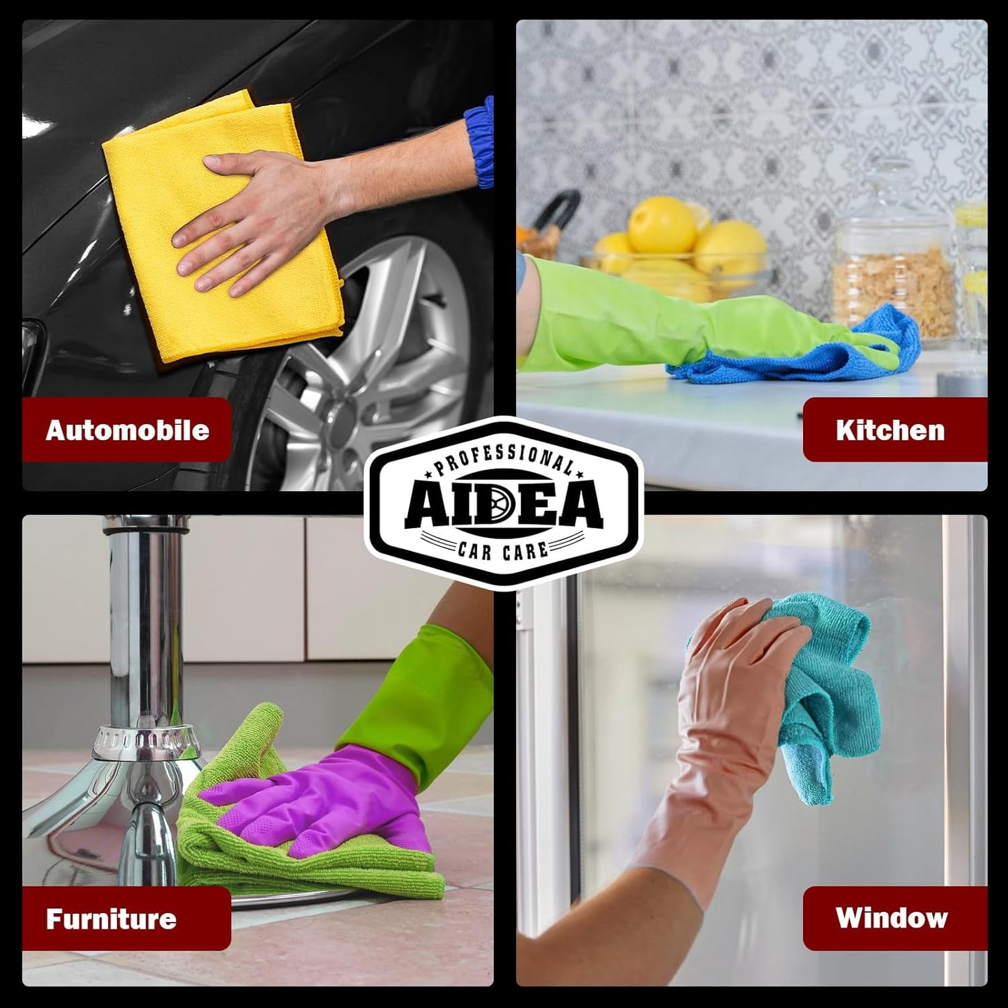 Microfiber Cleaning Cloths-50PK, Microfiber Towels for Cars, Premium All-Purpose Car Cloth, Dusting Cleaning Rags, Absorbent Towels for SUVs, House, Kitchen, Window, Gift-12×12"