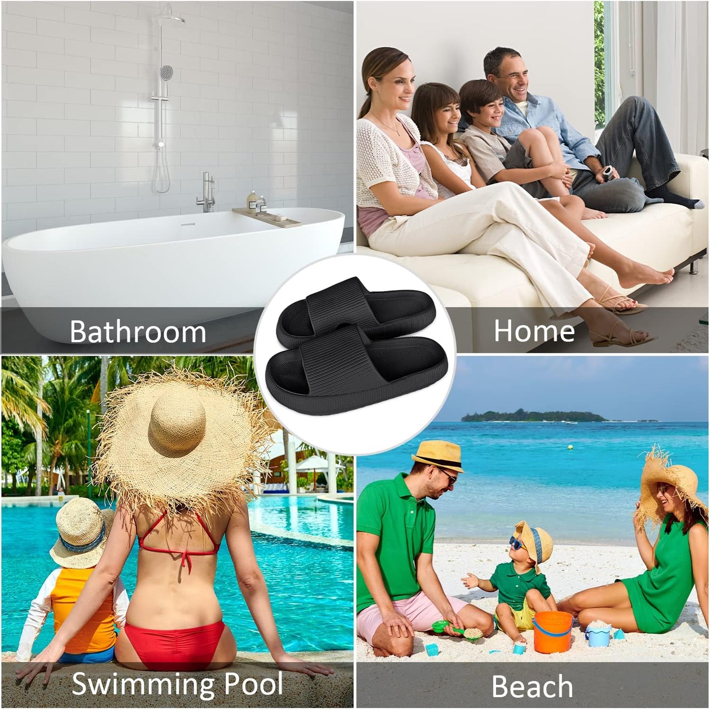 Pillow Slides Slippers for Women Men Cloud Slides Cloud Ultra-Soft Slippers Anti-Slip Open Toe House Slippers Unisex Bathroom Shower Pool Slides Comfortable Message Foam Summer Sandals Slippers