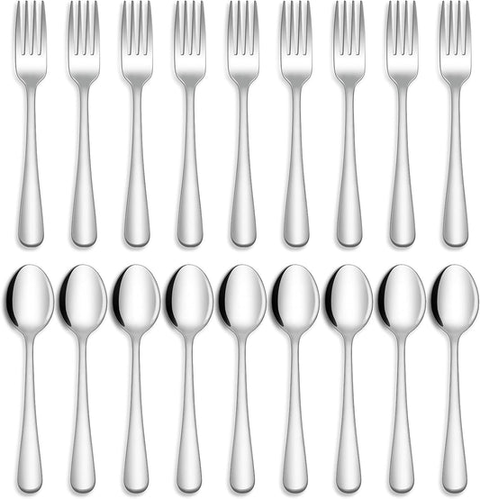 24-piece Forks and Spoons Silverware Set, Food Grade Stainless Steel Flatware Cutlery Set for Home, Kitchen and Restaurant, Mirror Polished, Dishwasher Safe