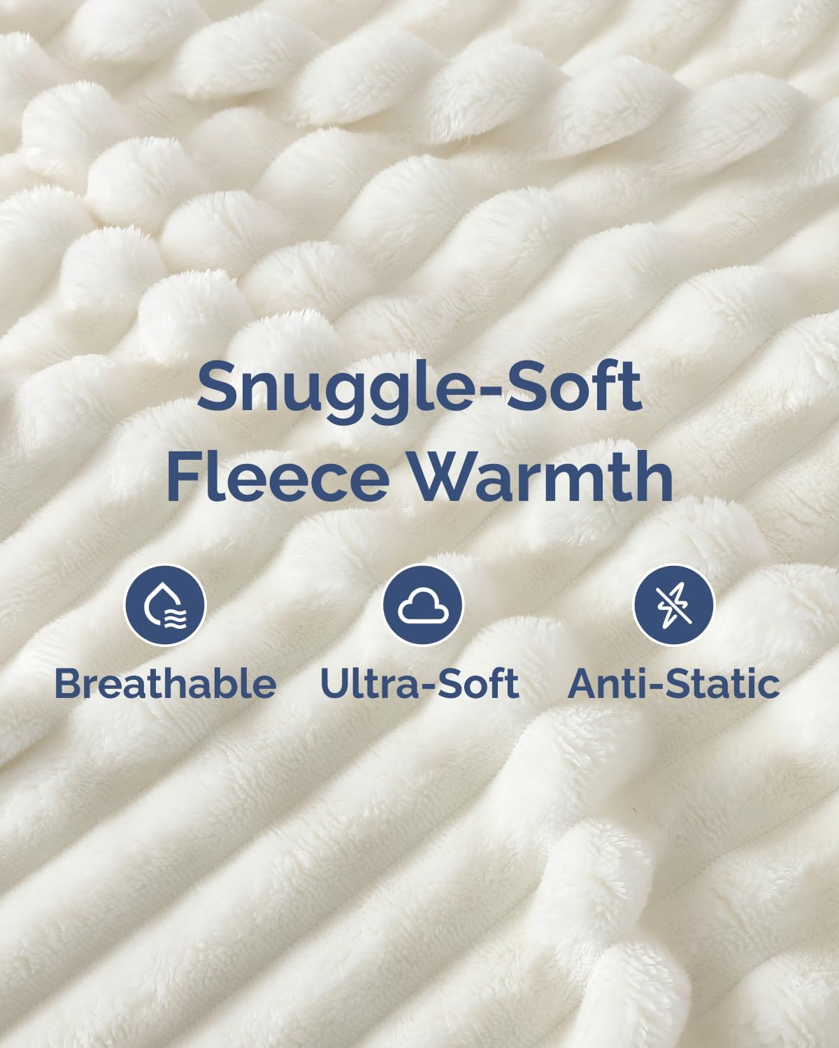 Super Soft Fleece Blanket Throw Size - Fleece Throw Blanket for Bed, Couch & Chair - Cozy, Warm & Breathable - All Season Fuzzy, Cute Decor, Microplush Bedding for Women, Men & Teens - 50x60, Ivory