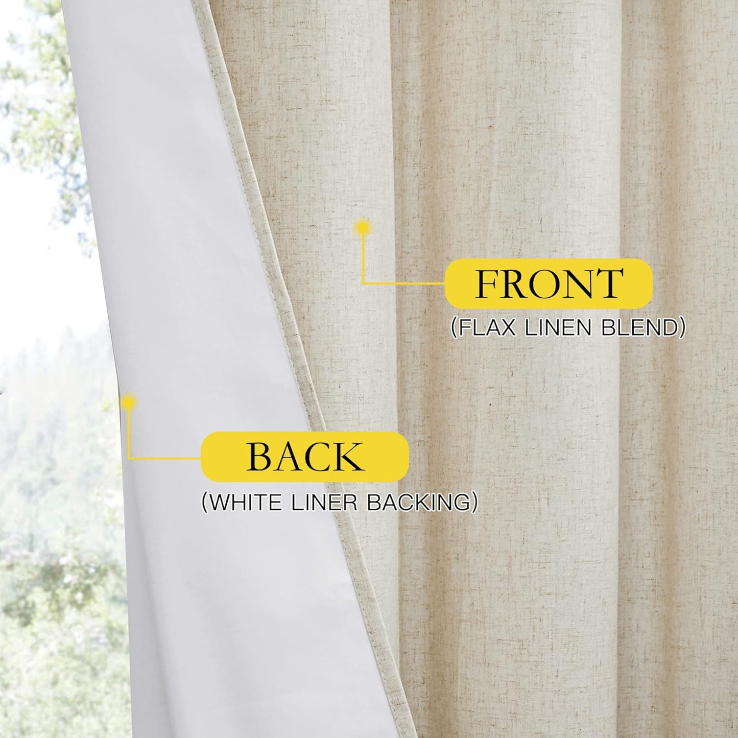 Linen Curtains 84 Inch Long 100% Blackout 2 Panels Natural Thick Farmhouse Living Room Soundproof Curtain Thermal Insulated Window Treatment Door Curtain Drapes (52-Inch Width Each Panel)