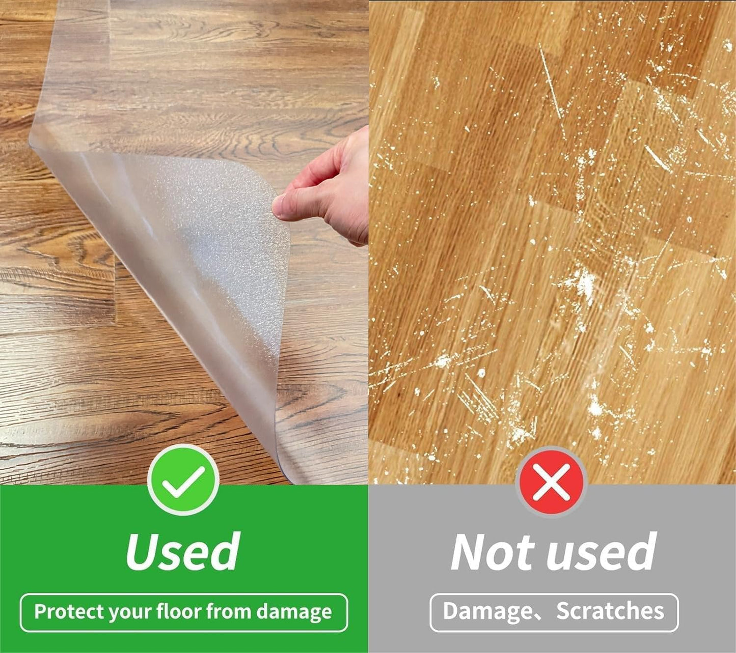 Office Chair Mat for Hard Wood Floors - 30"x48" Heavy Duty Anti-Slip Hardwood Floor Protector Rug - Easy Clean