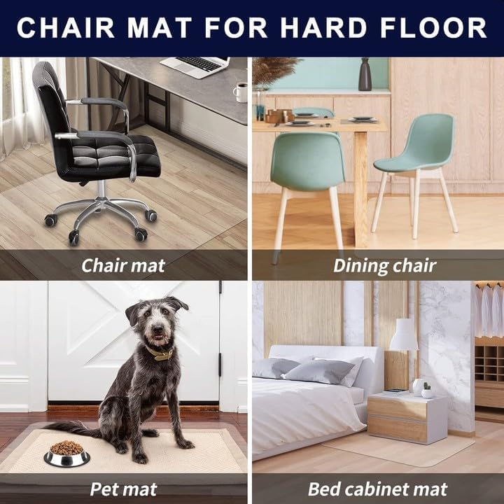 Office Chair Mat for Hard Wood Floors - 30"x48" Heavy Duty Anti-Slip Hardwood Floor Protector Rug - Easy Clean