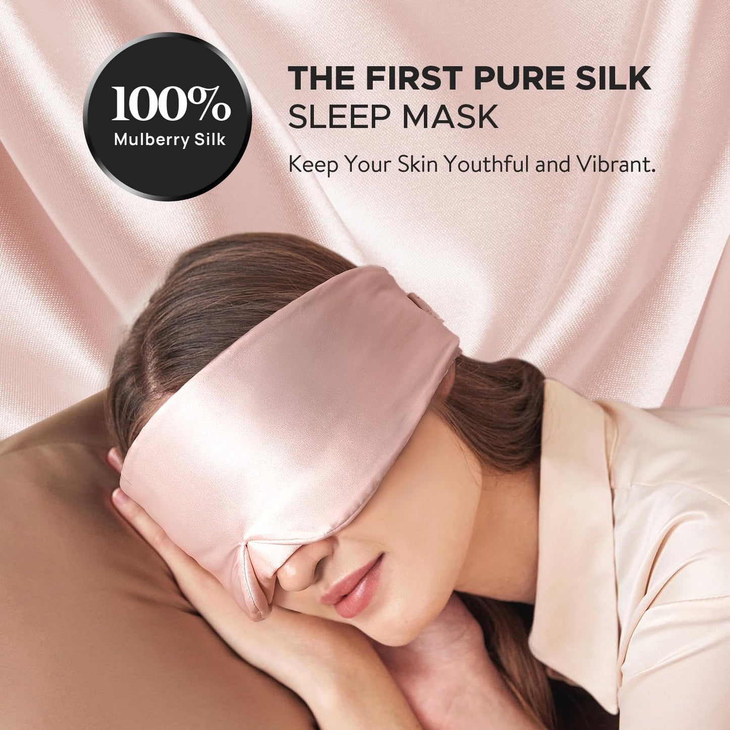 Silk Sleep Mask for Side Sleeper, Eye Mask Sleeping for Women Men 100% 22 Momme Pure Mulberry Silk, Face-Hugging Padded Silk Eye Cover for Sleeping with Adjustable Band (Pink)