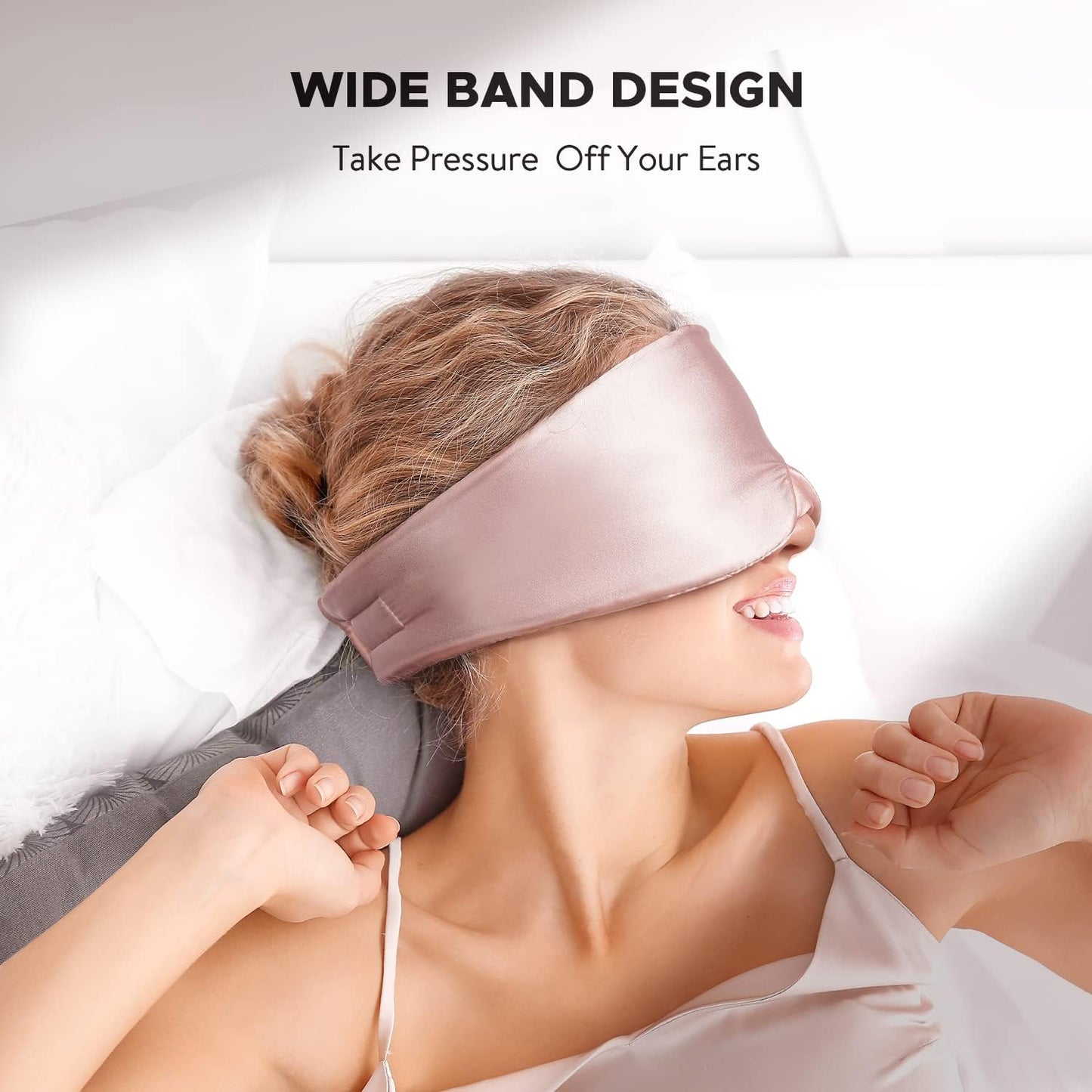 Silk Sleep Mask for Side Sleeper, Eye Mask Sleeping for Women Men 100% 22 Momme Pure Mulberry Silk, Face-Hugging Padded Silk Eye Cover for Sleeping with Adjustable Band (Pink)