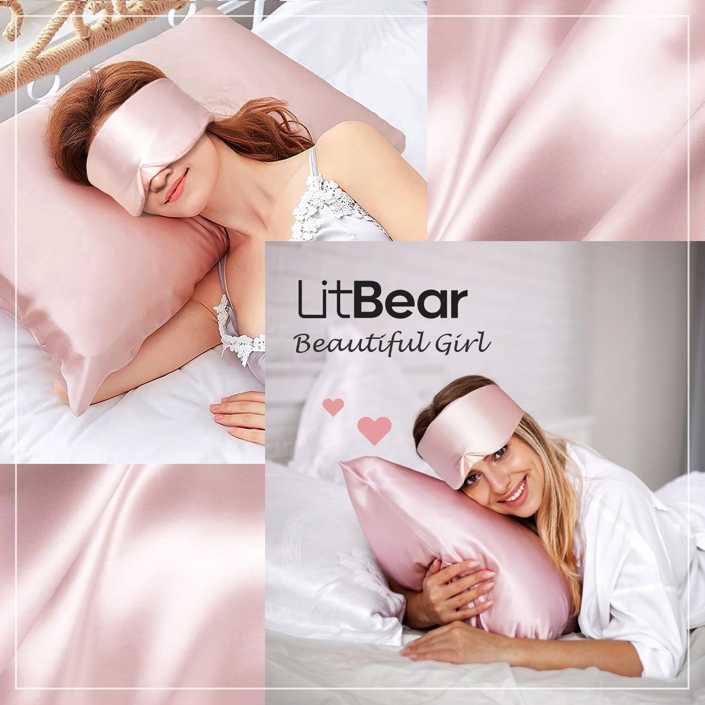 Silk Sleep Mask for Side Sleeper, Eye Mask Sleeping for Women Men 100% 22 Momme Pure Mulberry Silk, Face-Hugging Padded Silk Eye Cover for Sleeping with Adjustable Band (Pink)