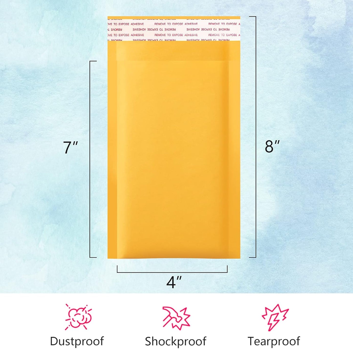 Kraft Bubble Mailers 4x8 Inch 50 Pack Yellow Padded Envelopes #000 Small Business Mailing Packages Self Sealing Tear Resistant Boutique Bulk Mail Shipping Bags Bubble Mailers