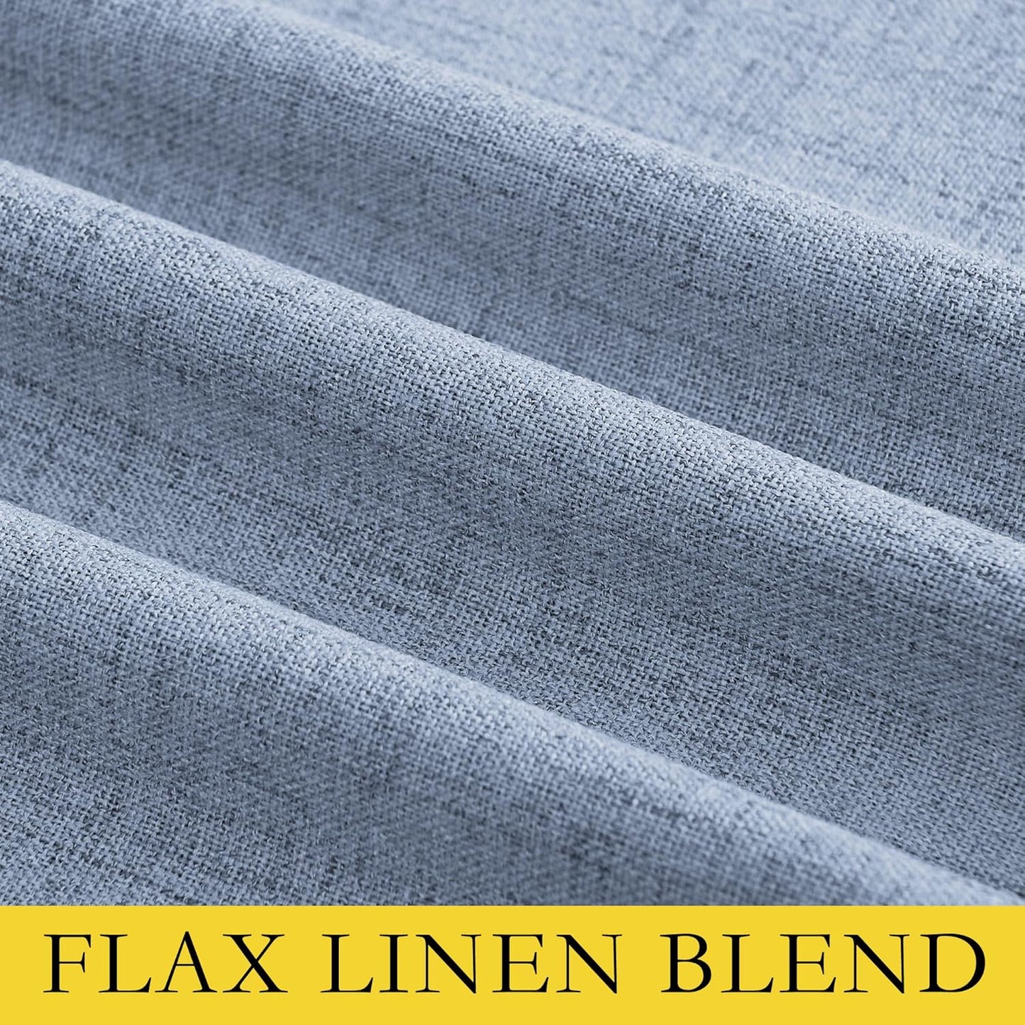 Stone Blue Vintage Linen 100% Blackout Curtains for Living Room,Thermal Insulated Curtains 63" Long,Noise Reducing Window Treatment Drapes for Hall Room,52" Wide Per Panel,Set of 2