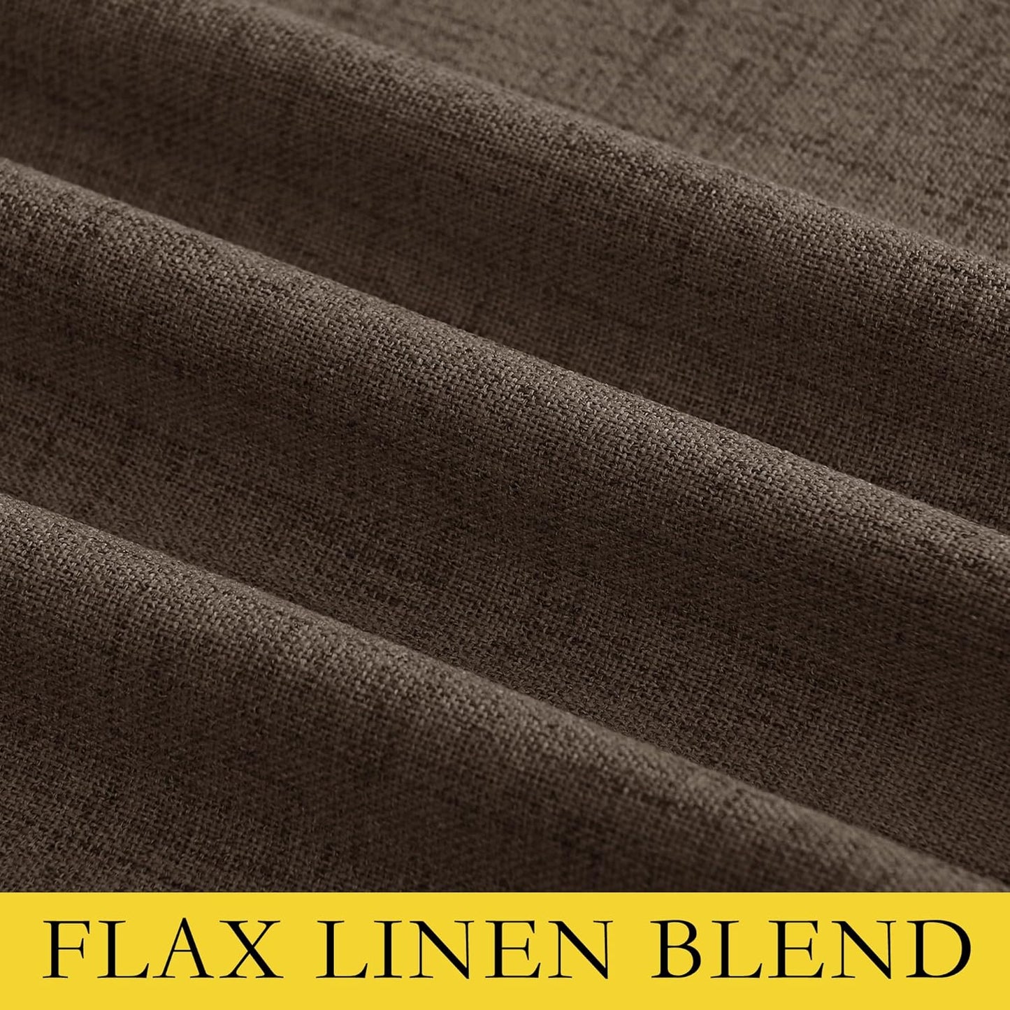 Coffee Vintage Linen 100% Blackout Curtains for Living Room, Thermal Insulated Curtains 95“ Long, Noise Reducing Window Treatment Drapes for Home Office, 62" Wide Per Panel, Set of 2