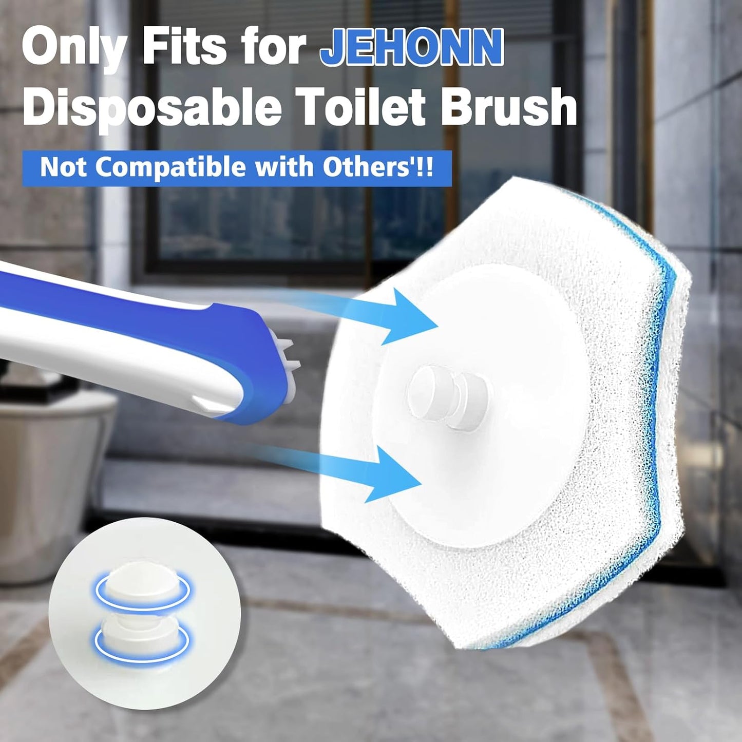 Disposable Toilet Brush with 48PCS Wand Cleaner Refills, Wall Mounted Toilet Bowl Brush Holder Set, Bathroom Cleaning System for Sink Bathtub Wash Basin (Blue)