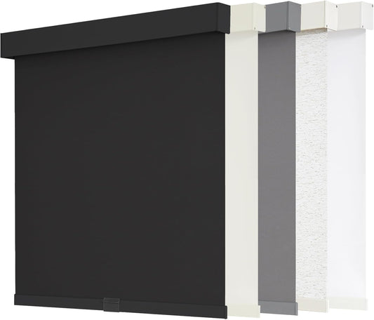 Blackout Roller Shades Cordless Blinds for Windows, Free-Stop Shades with Valance, Thermal Insulated Fabric, UV Protection, Blinds for Home and Office 20" W x 72" H (51W x 183H cm) Black