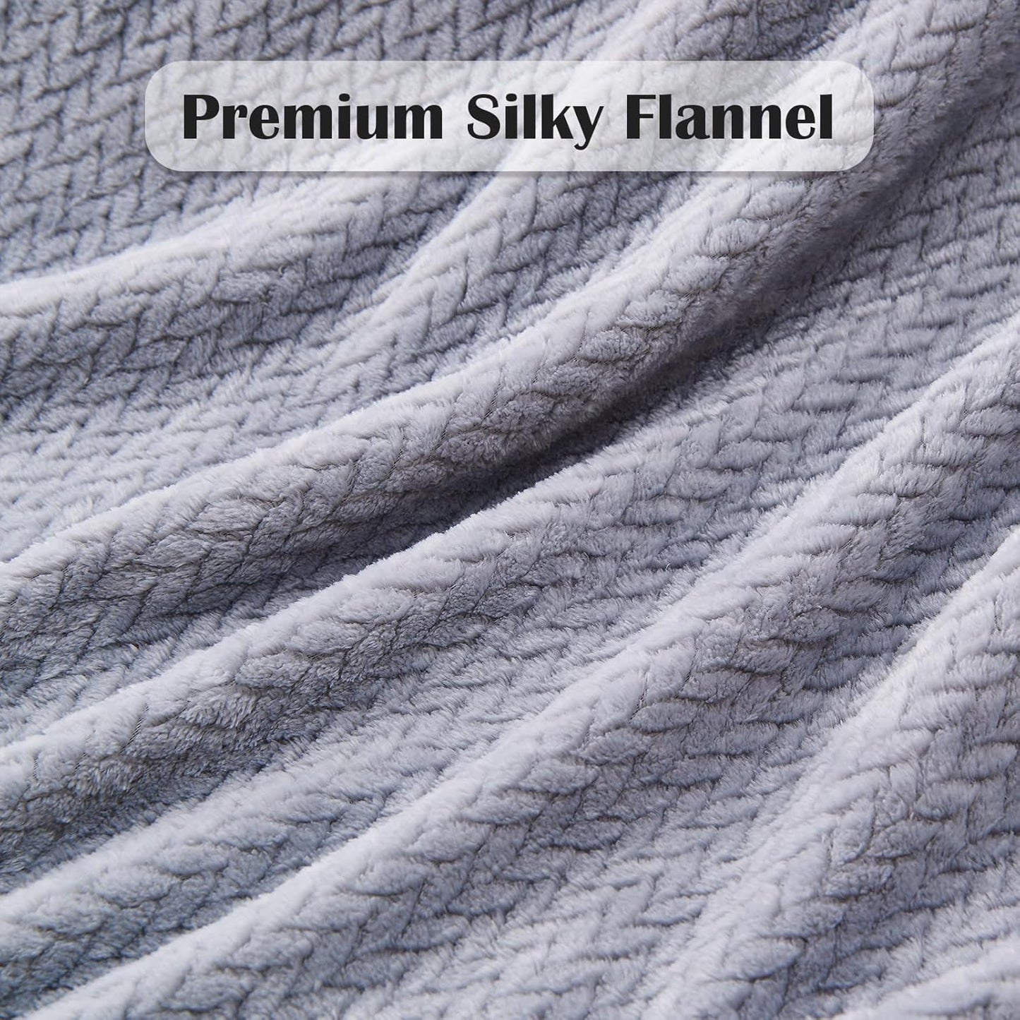 Super Soft Throw Size Blanket Grey Premium Silky Flannel Fleece Leaves Pattern Lightweight Bed Blanket All Season Use (Grey, Throw(50"x60"))