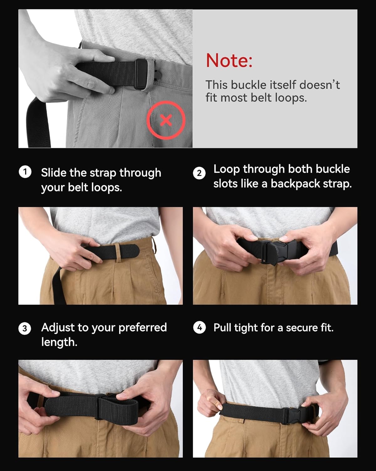 Tactical Belt Men - 1.5" Nylon Stretch Military Mens Belt - Quick Release for Work Heavy Duty