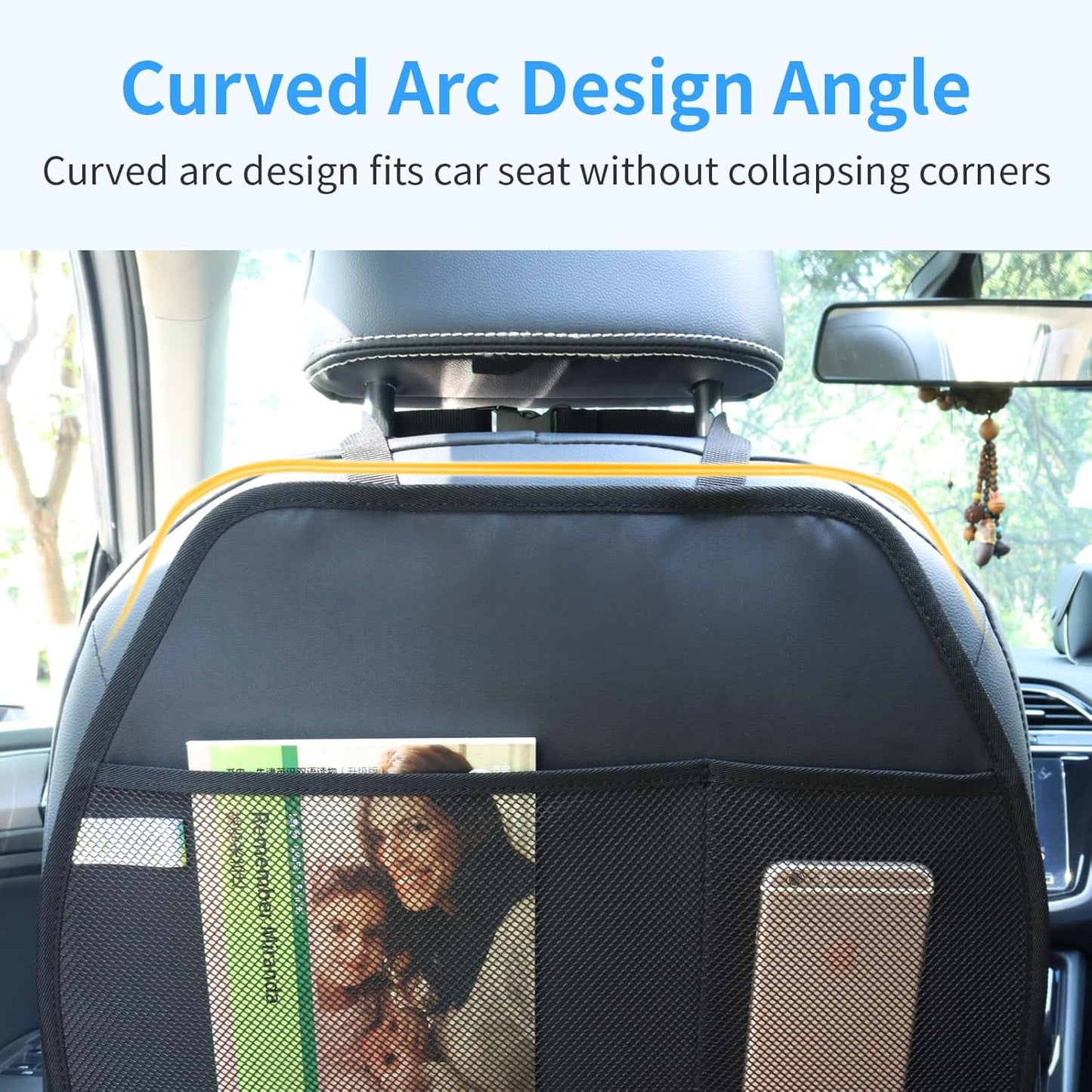 Car Seat Protector Large Kick Mat 2 Pack Durable Water Resistant Auto Seat Back Covers with 2 Mesh Pockets Protection Against Dust Mud Scratches (Black, 2-Pack)