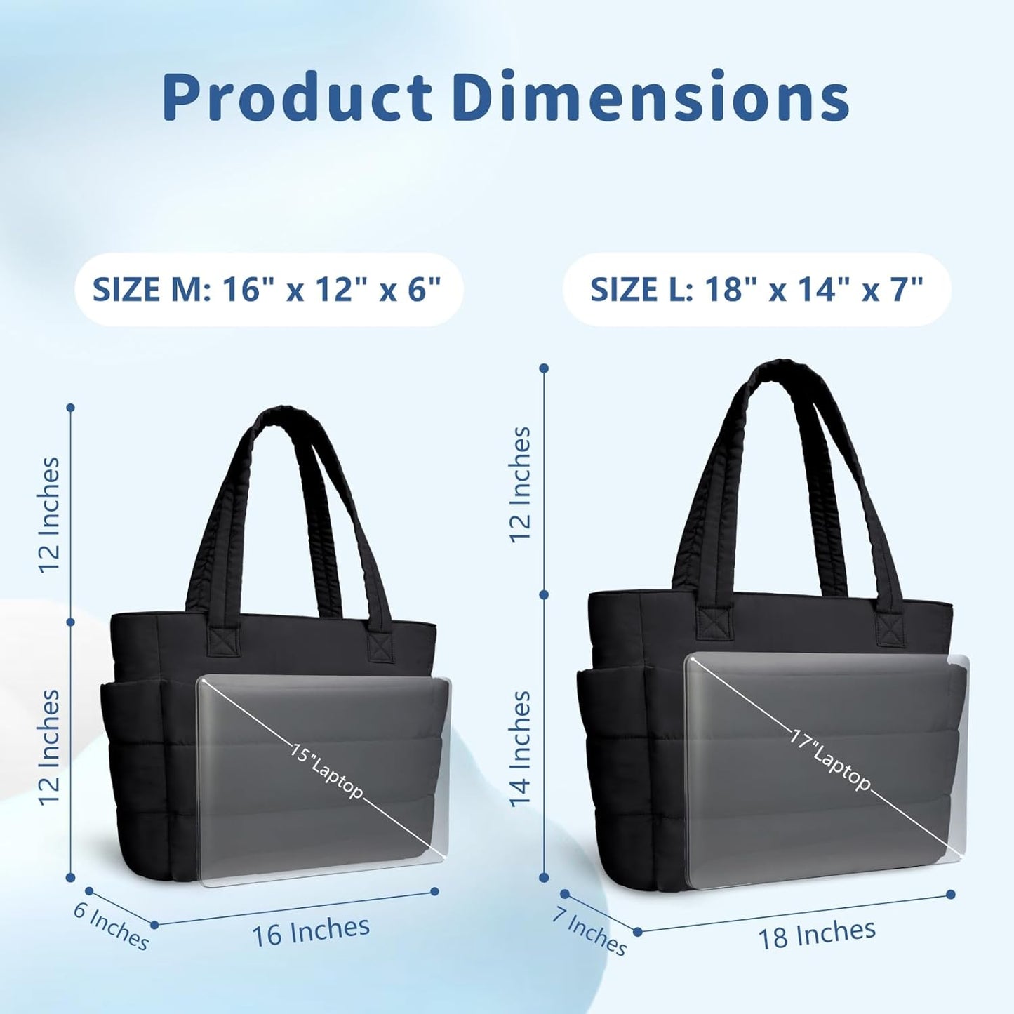 Puffer Tote Bag for Women, Lightweight Puffy Handbag with Compartments, Quilted Shoulder Bag for Work, Travel, Gym