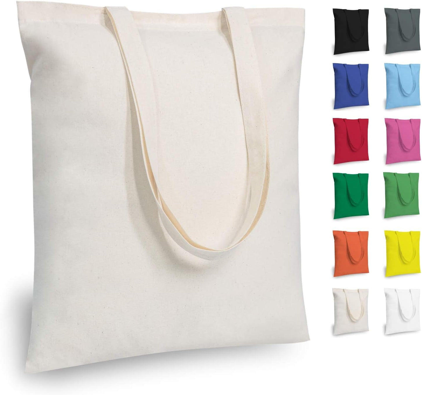 5 | 12 | 24 Pack Economical 16"x15" Cotton Tote Bag, Reusable Grocery Shopping Bags, DIY Your Creative Designs