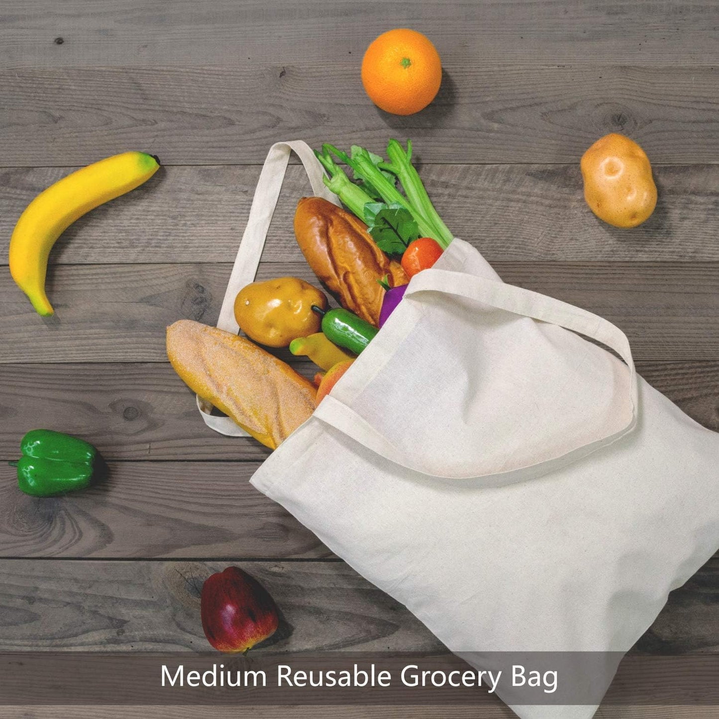 5 | 12 | 24 Pack Economical 16"x15" Cotton Tote Bag, Reusable Grocery Shopping Bags, DIY Your Creative Designs