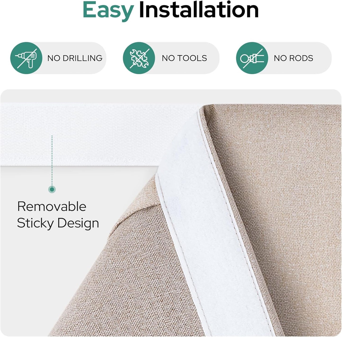 100% Natural Linen Blackout French Door Curtains, Privacy Door Window Curtains, 26 X 72 Inch Room Darkening Blinds, Thermal Insulated Shades for Bedroom, 1 Panel